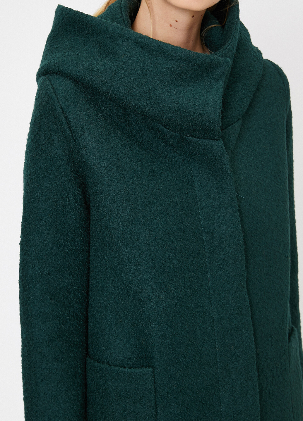 Темно-зеленое демисезонное Пальто однобортное KOTON