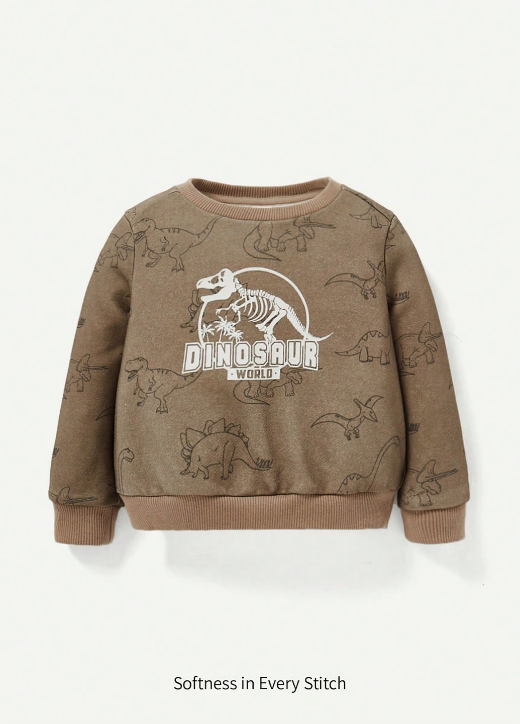 SHEIN світшот динозавр хакі кежуал бавовна, трикотаж