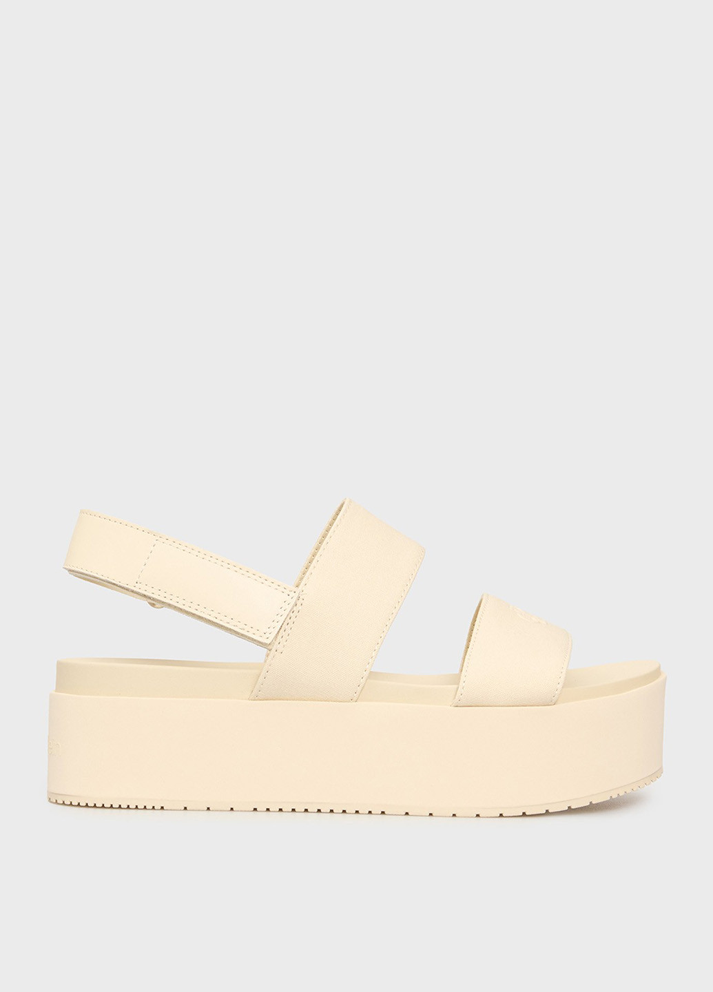 Бежевые босоножки Calvin Klein Jeans на липучке с тиснением, с логотипом