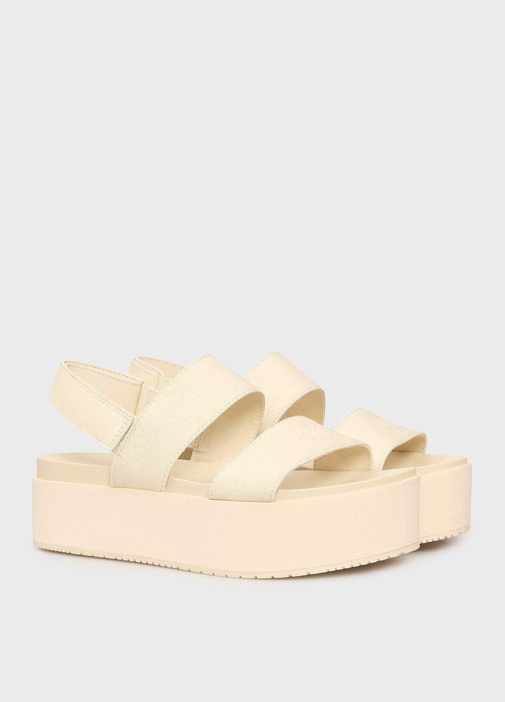 Бежевые босоножки Calvin Klein Jeans на липучке с тиснением, с логотипом