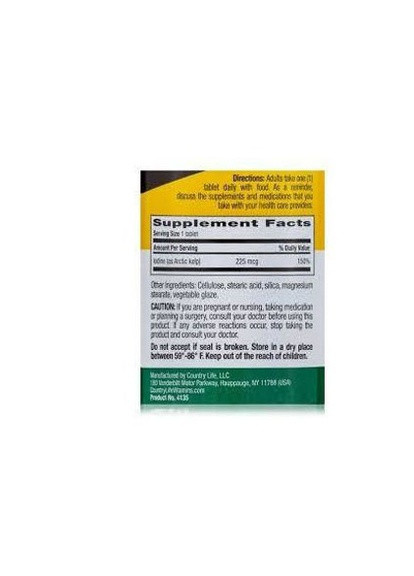 Arctic-Kelp 225 mcg 300 Tabs Country Life (256380074)