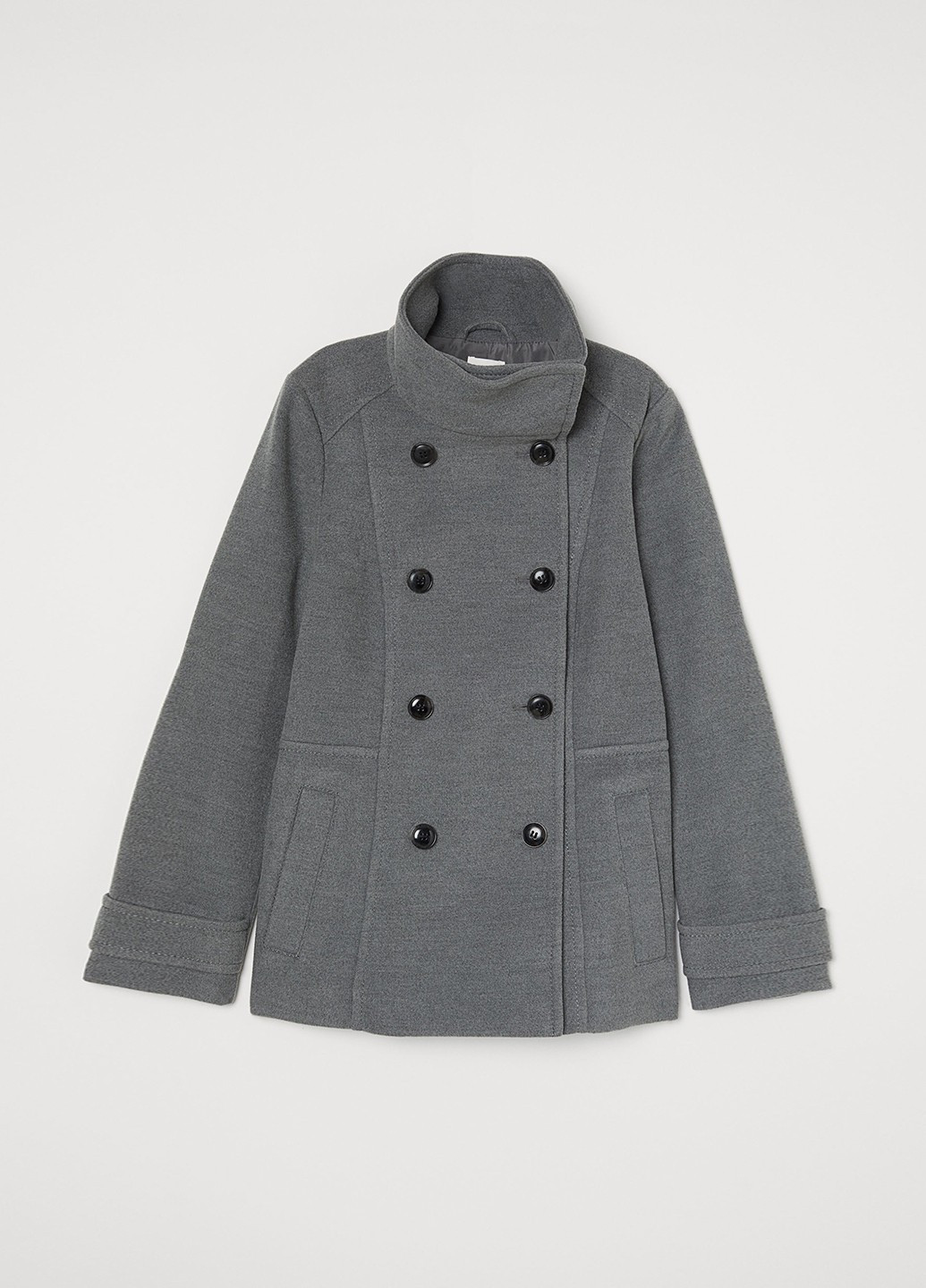 Серое Классическое, Кэжуал полупальто двубортное H&M меланж