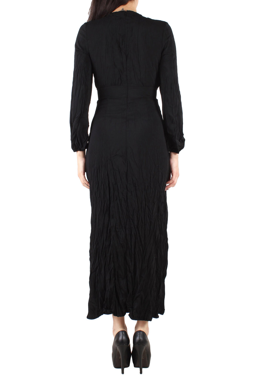Чорна кежуал сукня на запах, в стилі армпір Made in Italy однотонна
