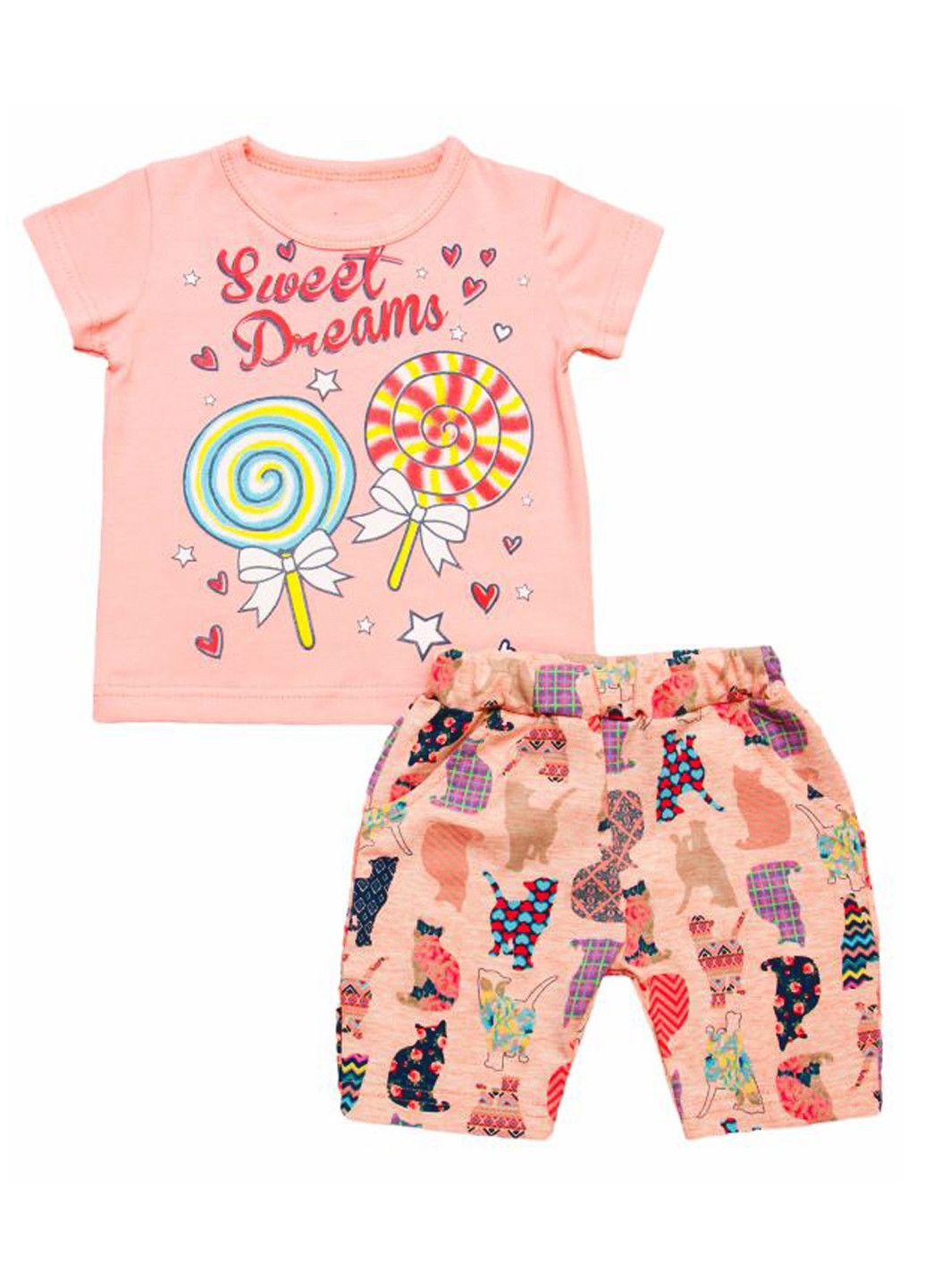 Розовый летний комплект (футболка, шорты) BabiesBerries