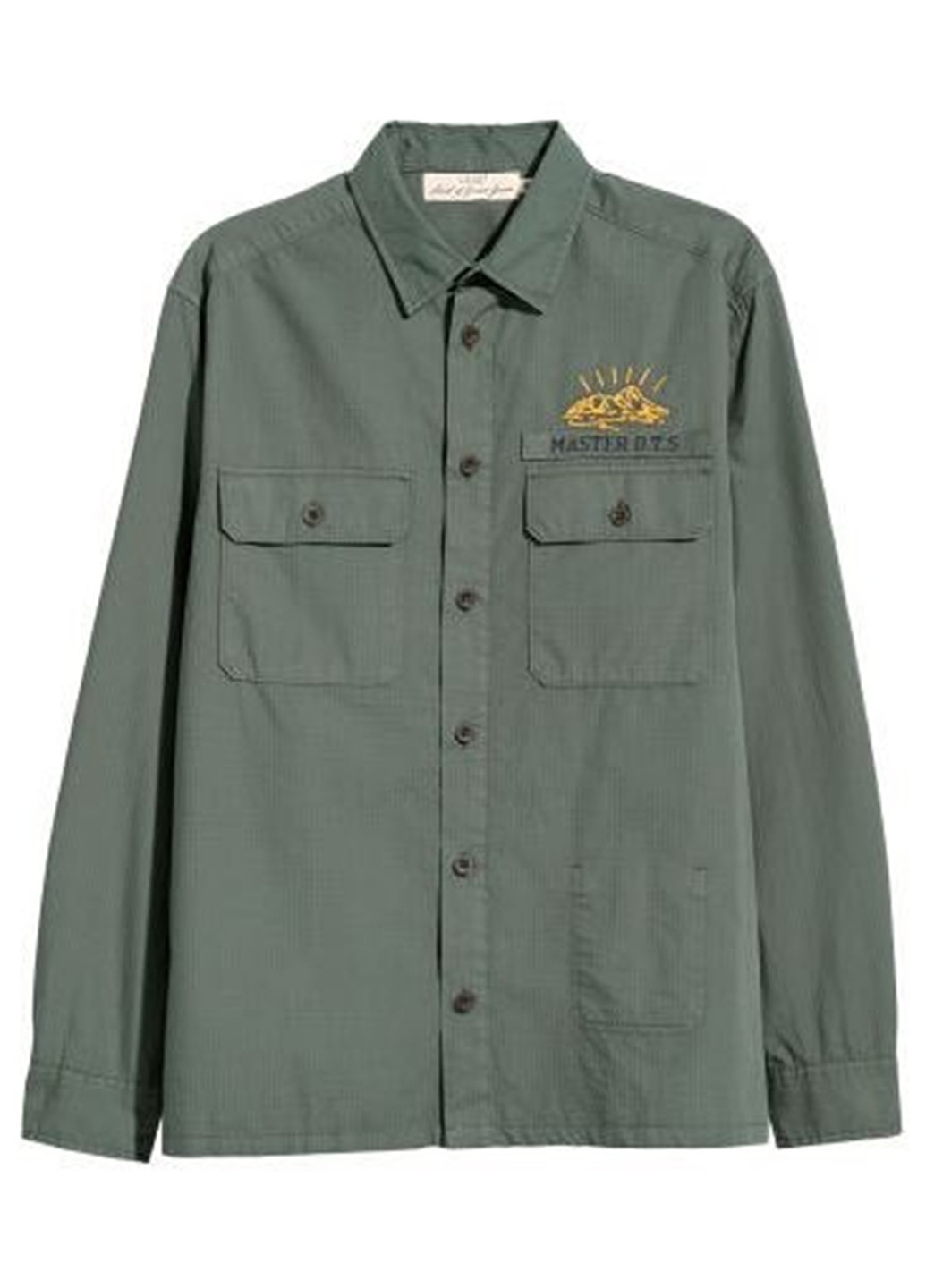 Оливковковая (хаки) кэжуал рубашка с надписями H&M