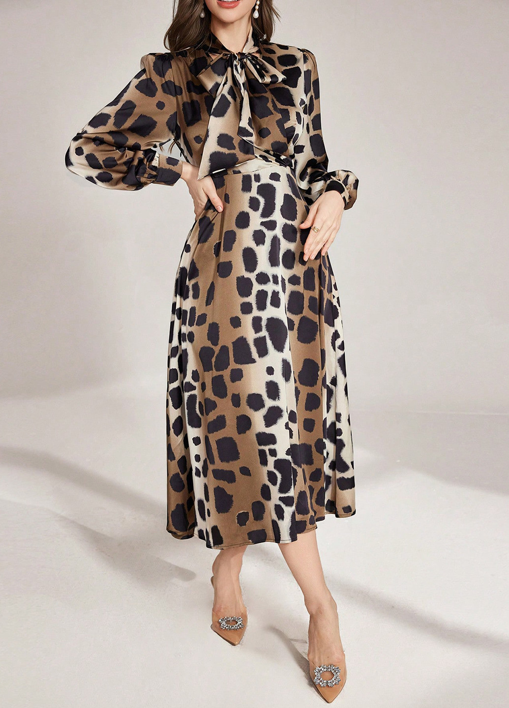 Комбінована вечірня, кежуал сукня кльош SHEIN з тваринним принтом