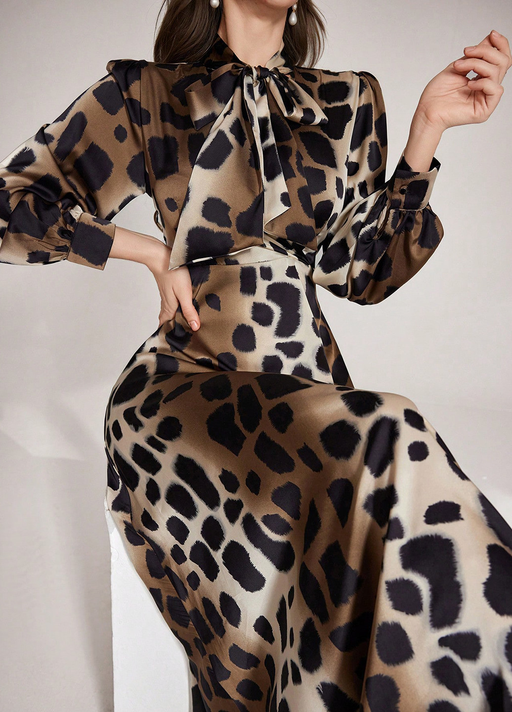 Комбінована вечірня, кежуал сукня кльош SHEIN з тваринним принтом