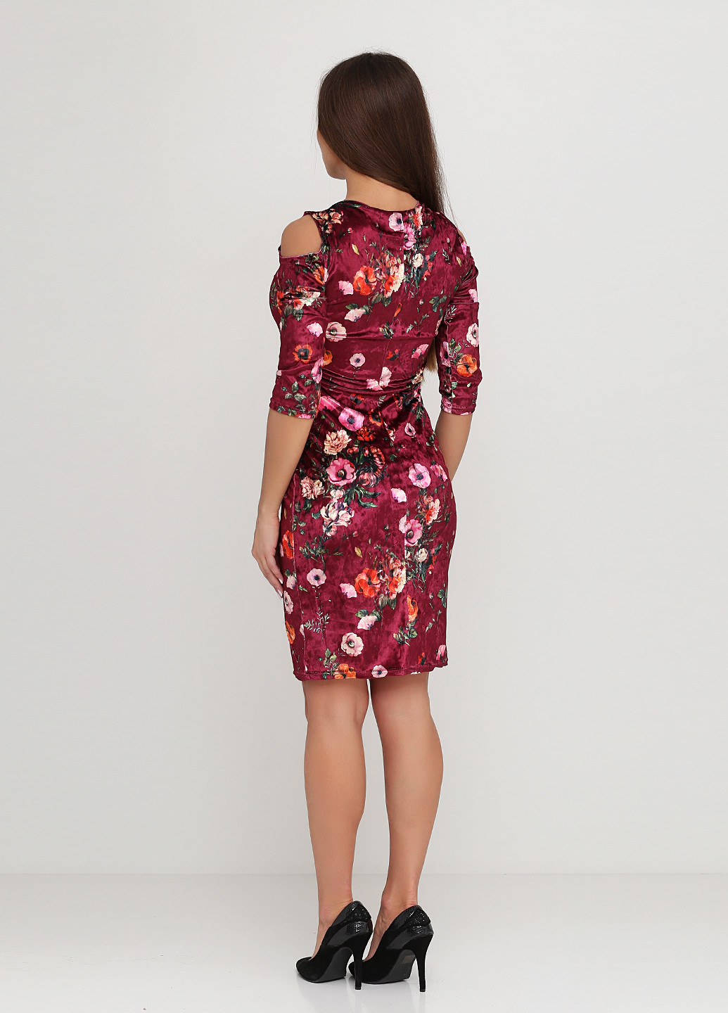 Бордовое кэжуал платье N&C с цветочным принтом
