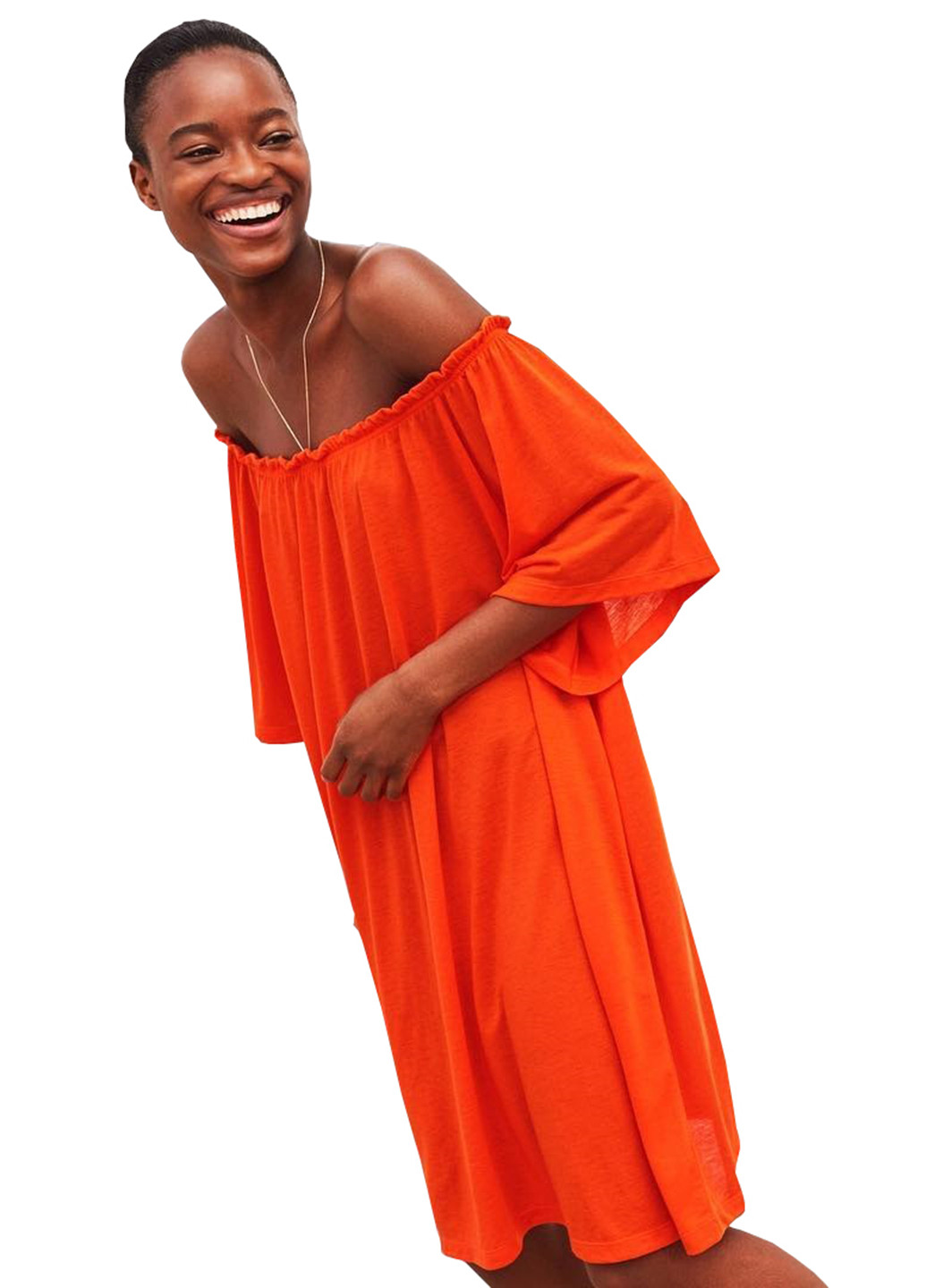 Помаранчева кежуал сукня з відкритими плечима H&M