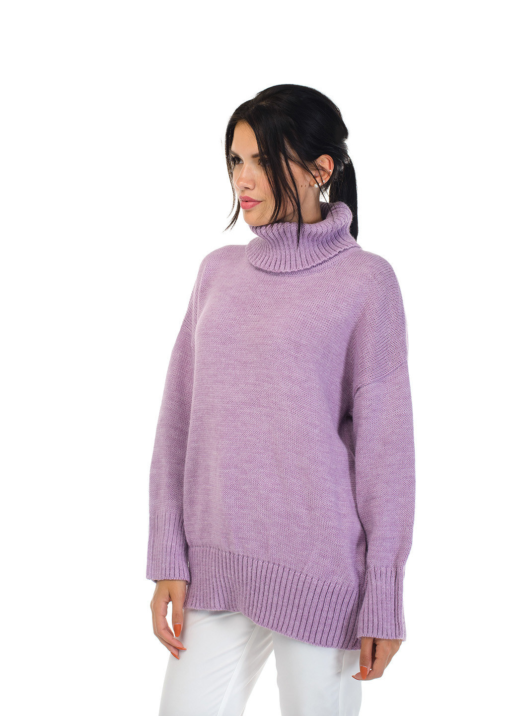 Сиреневый демисезонный свободный женский свитер SVTR