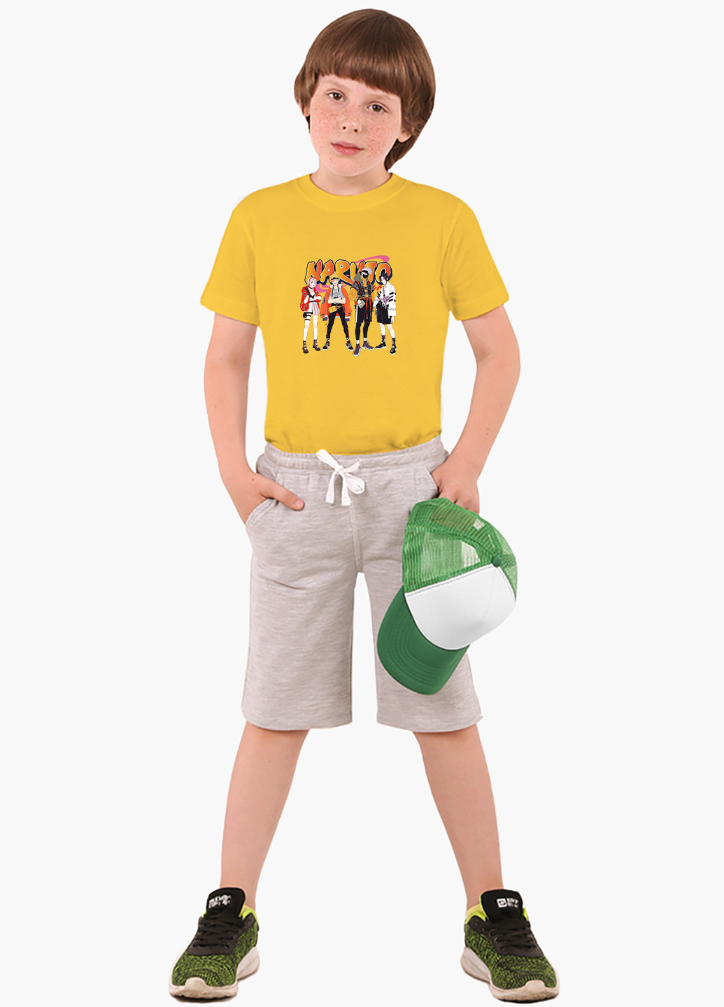 Желтая демисезонная футболка детская наруто (naruto)(9224-2630) MobiPrint