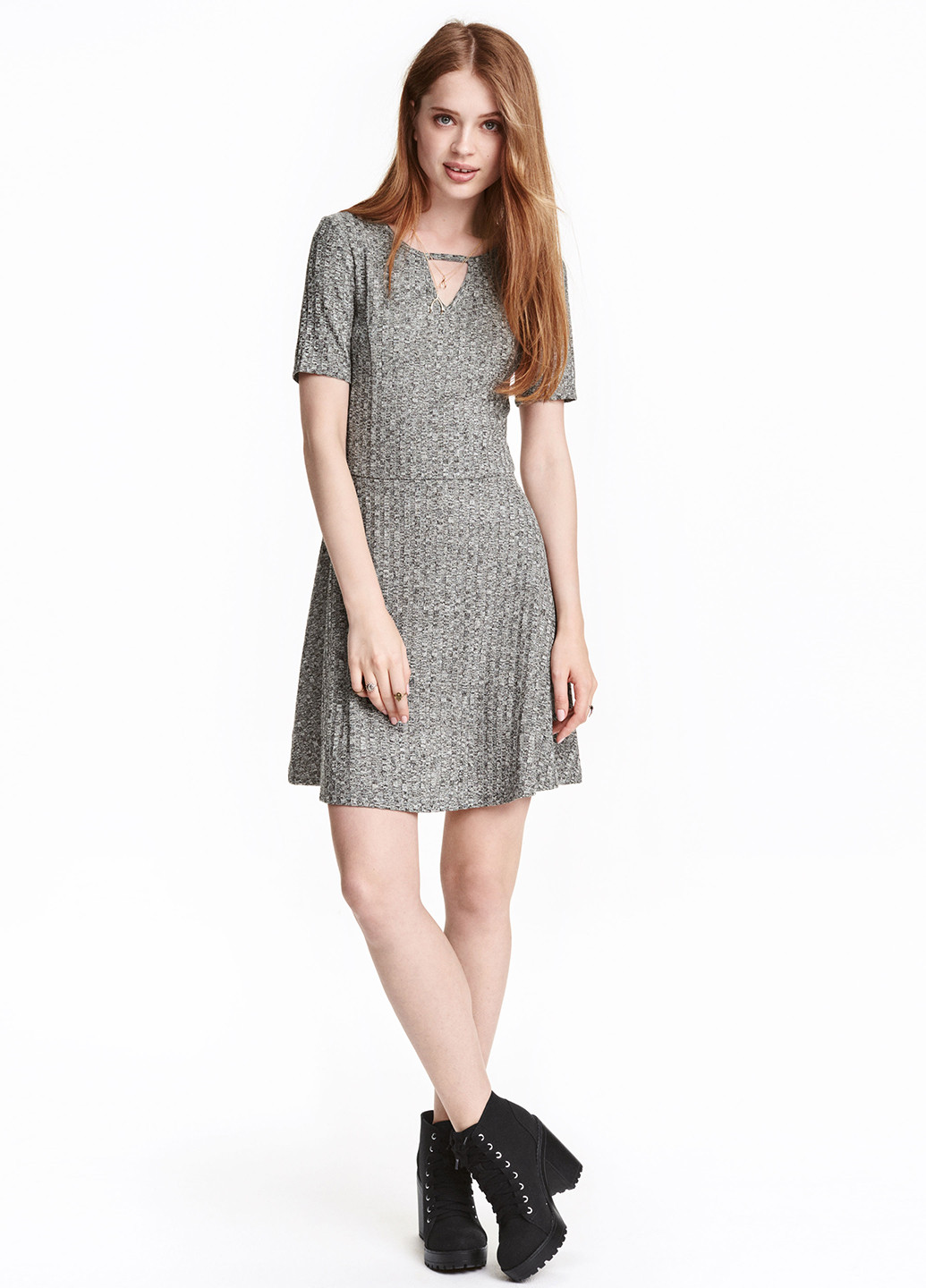 Сіра кежуал плаття, сукня H&M меланжева