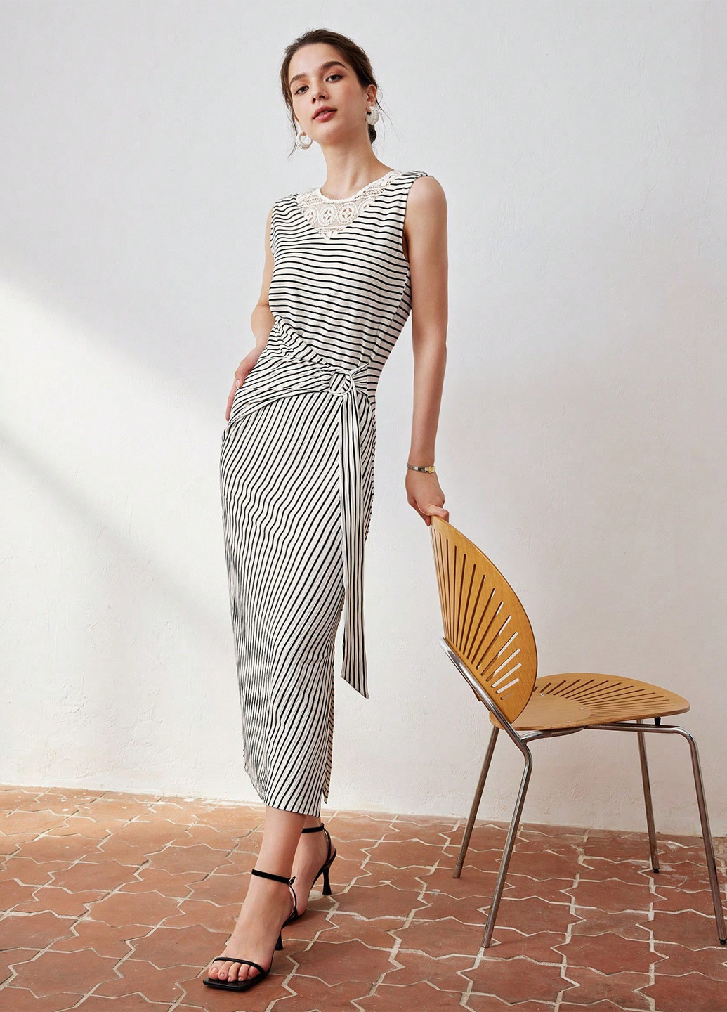 Чорно-білий кежуал сукня сукня-майка SHEIN в смужку