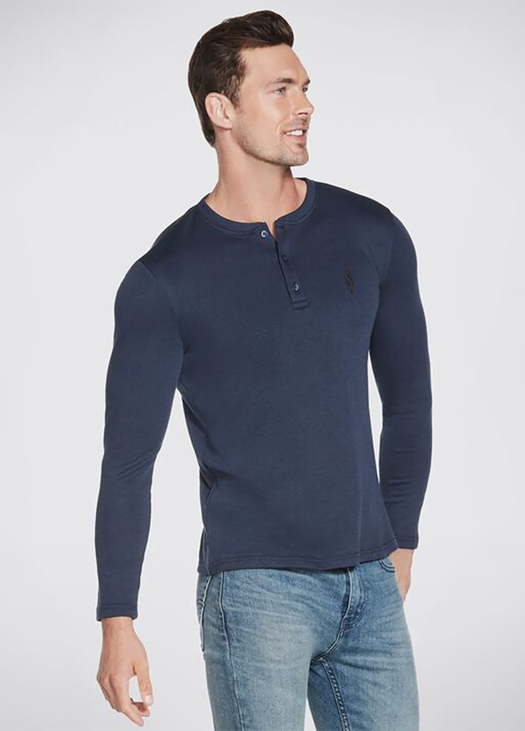 Темно-синий демисезонный кэжуал, спортивный лонгслив Skechers однотонный