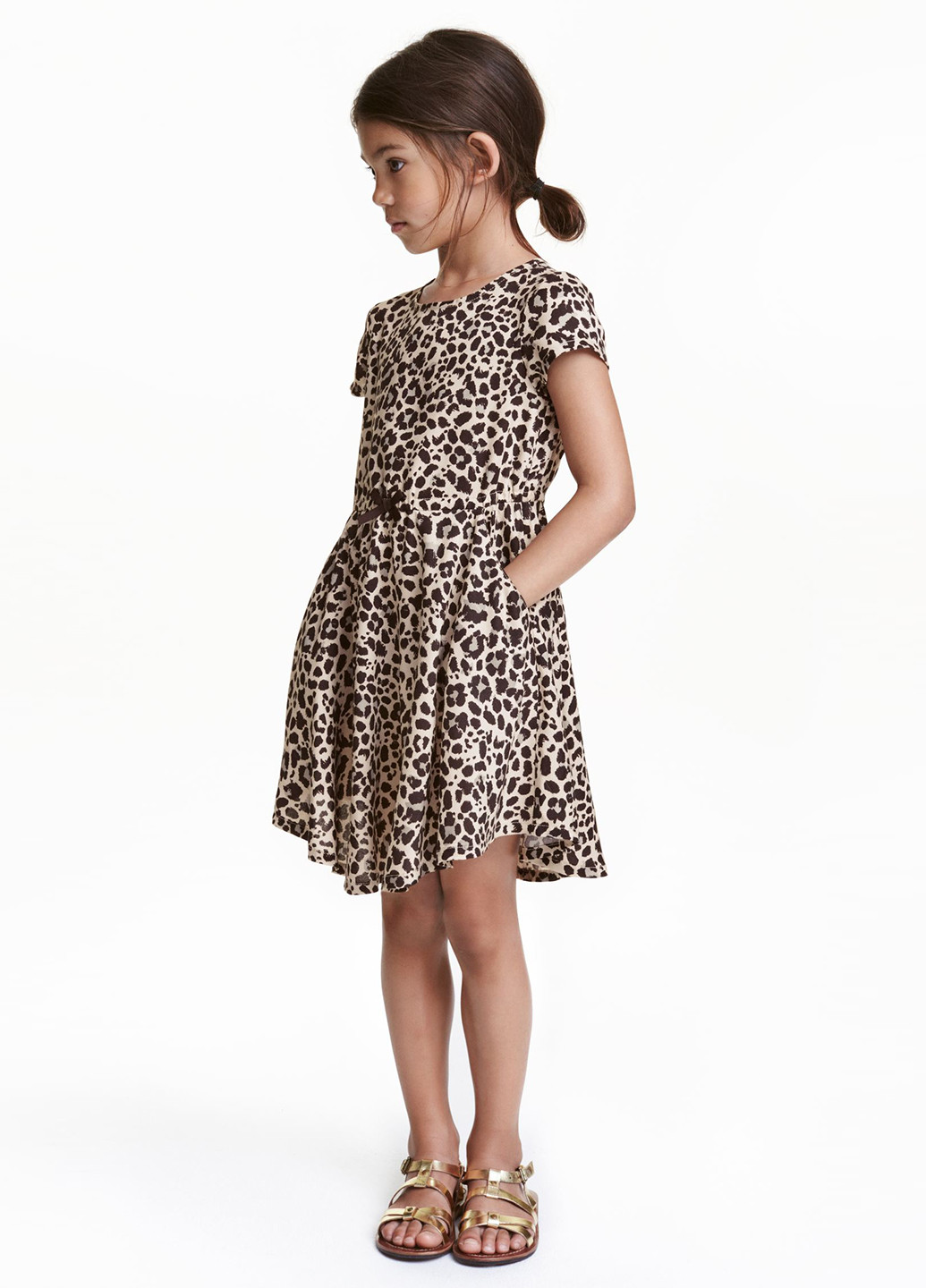 Светло-бежевое кэжуал платье H&M леопардовый