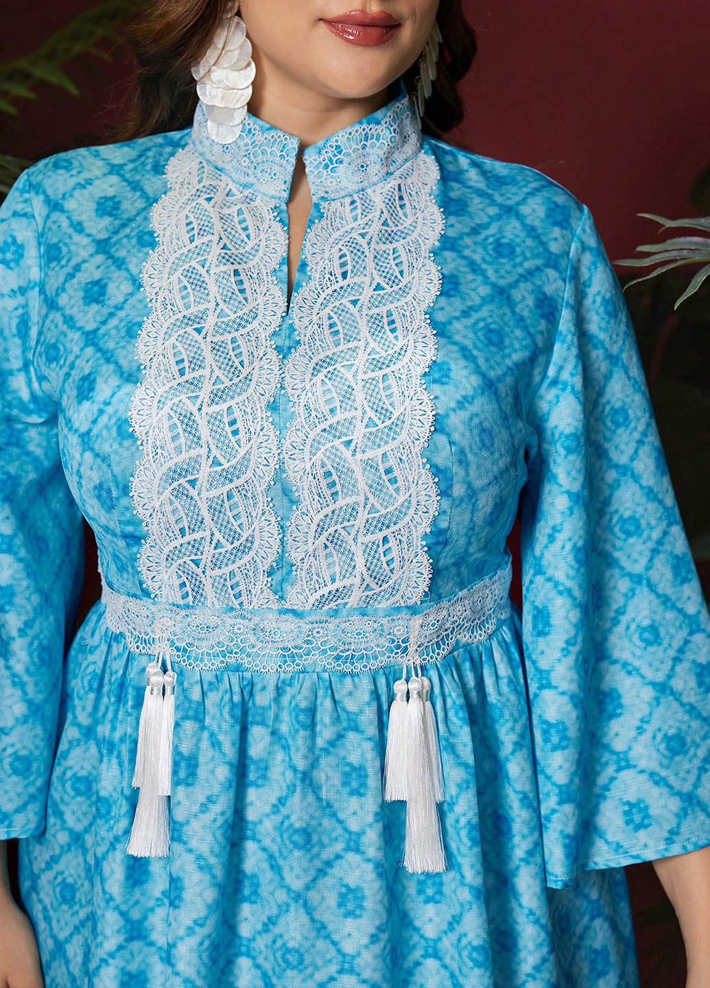 Бирюзовое вечернее, кэжуал платье SHEIN с геометрическим узором