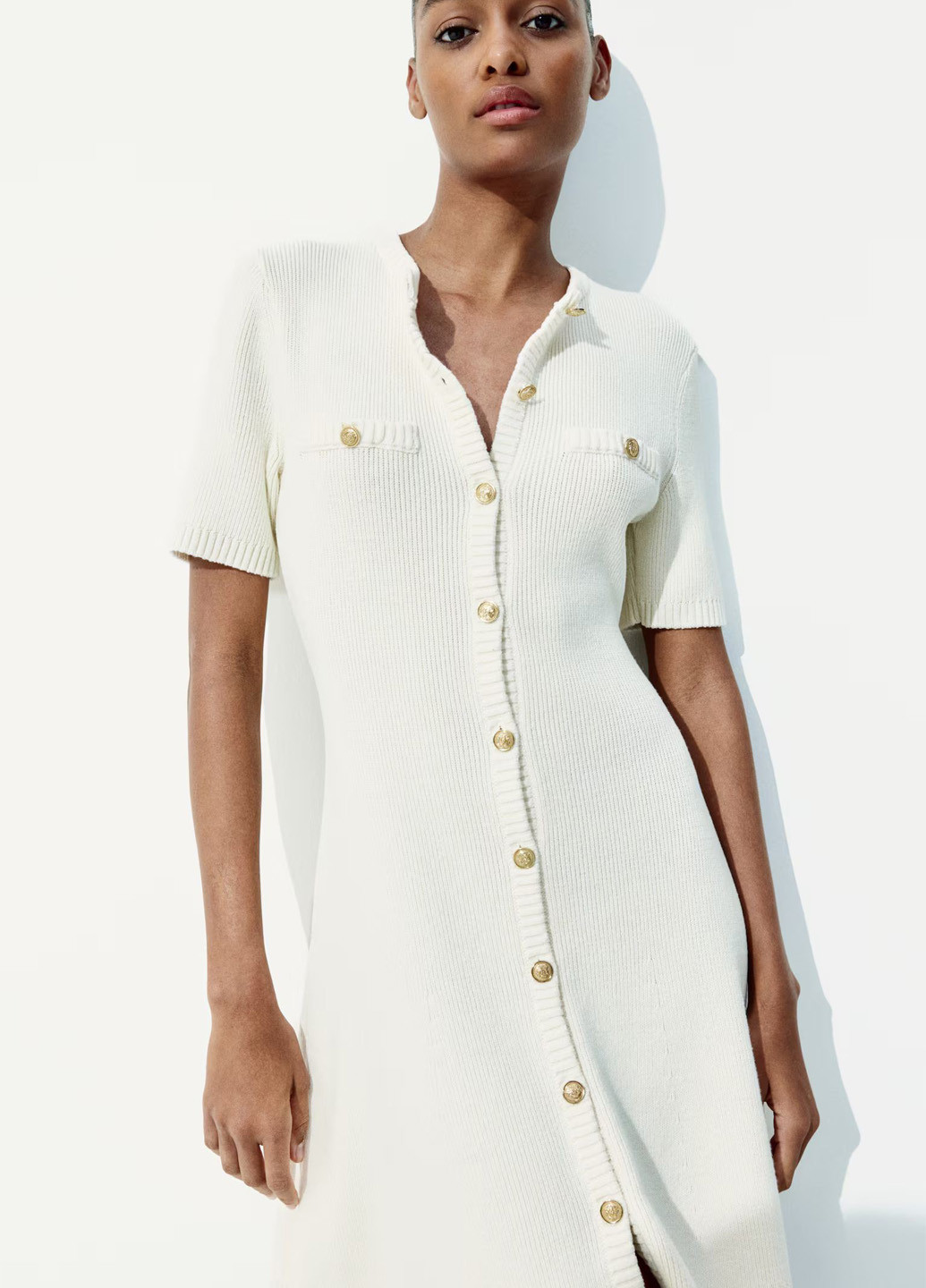 Кремова кежуал сукня кльош H&M однотонна