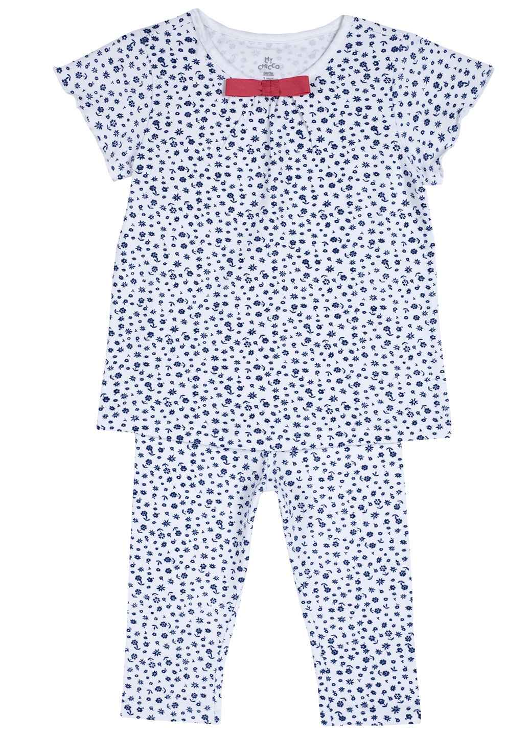 Синяя всесезон пижама (футболка, брюки) футболка + бриджи Chicco