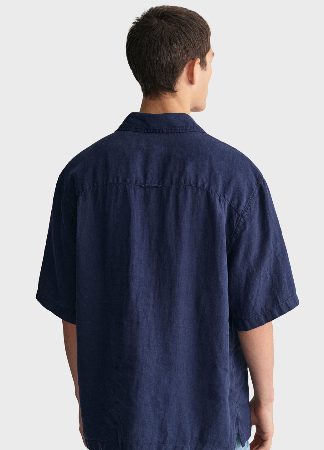 Синяя кэжуал рубашка однотонная Gant