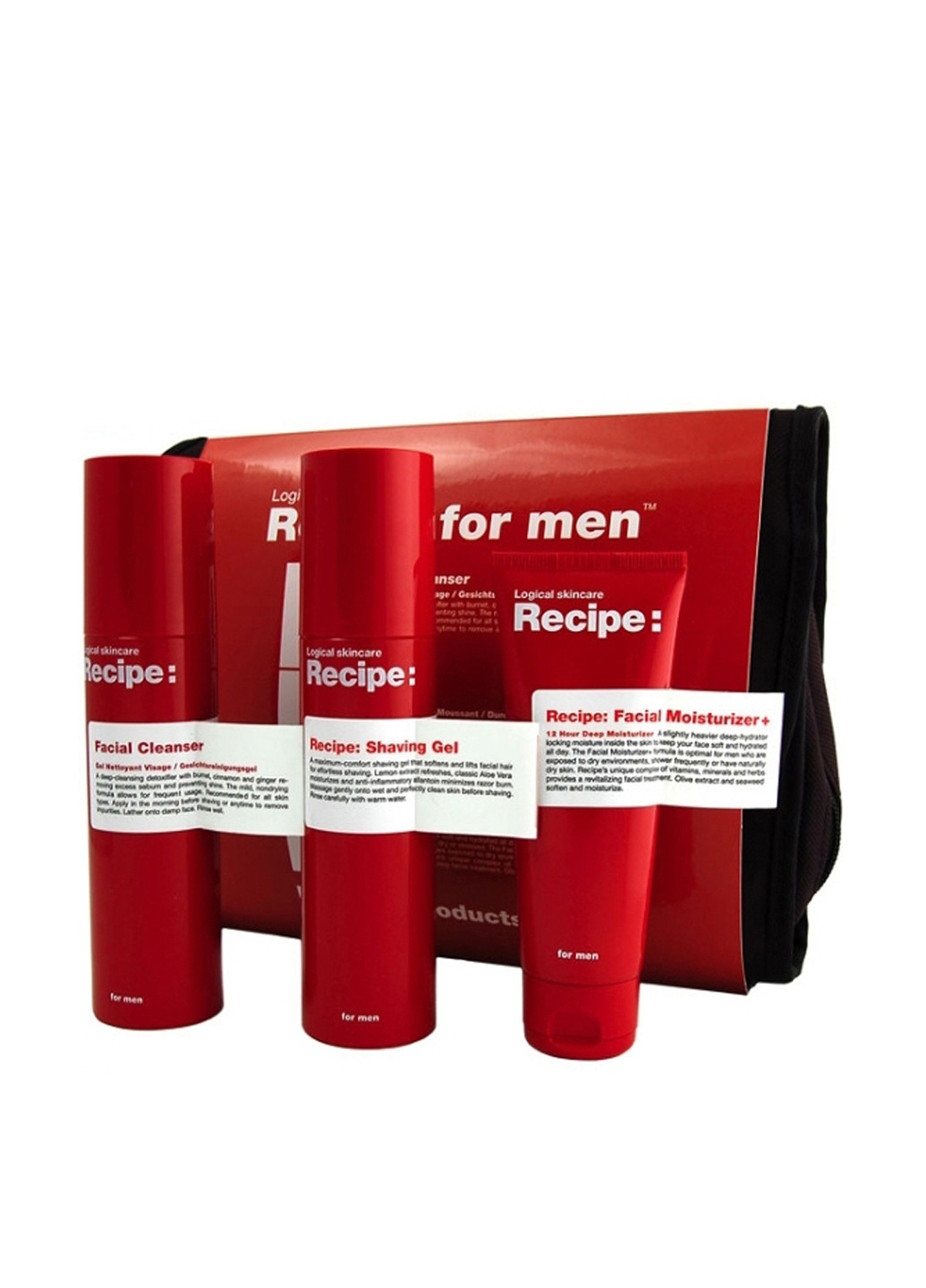 Набор по уходу за лицом Three Way Gift Bag Red (3 пр.) Recipe for Men (117244612)