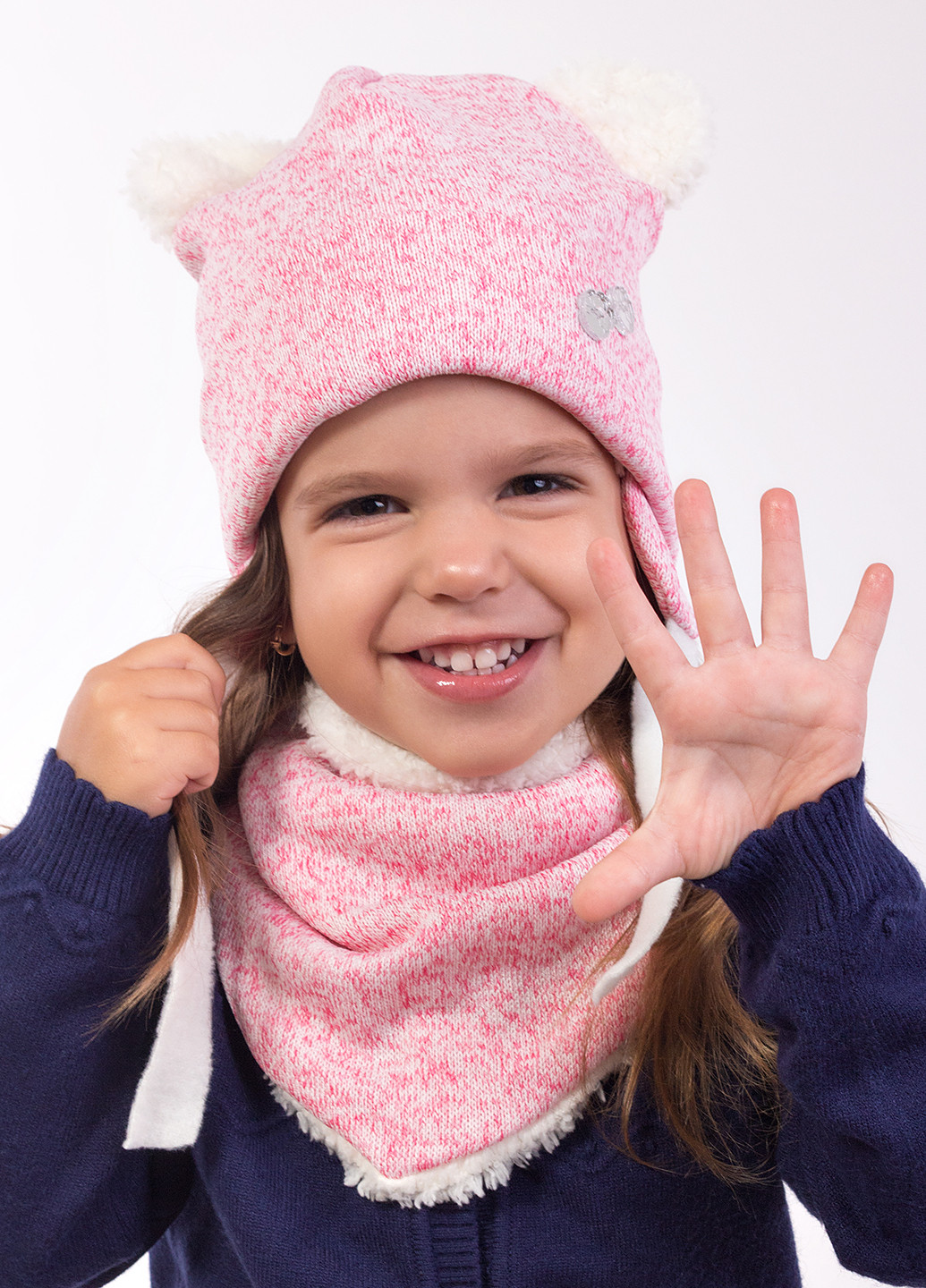 Розовый демисезонный комплект (шапка, шарф-снуд) JAMS