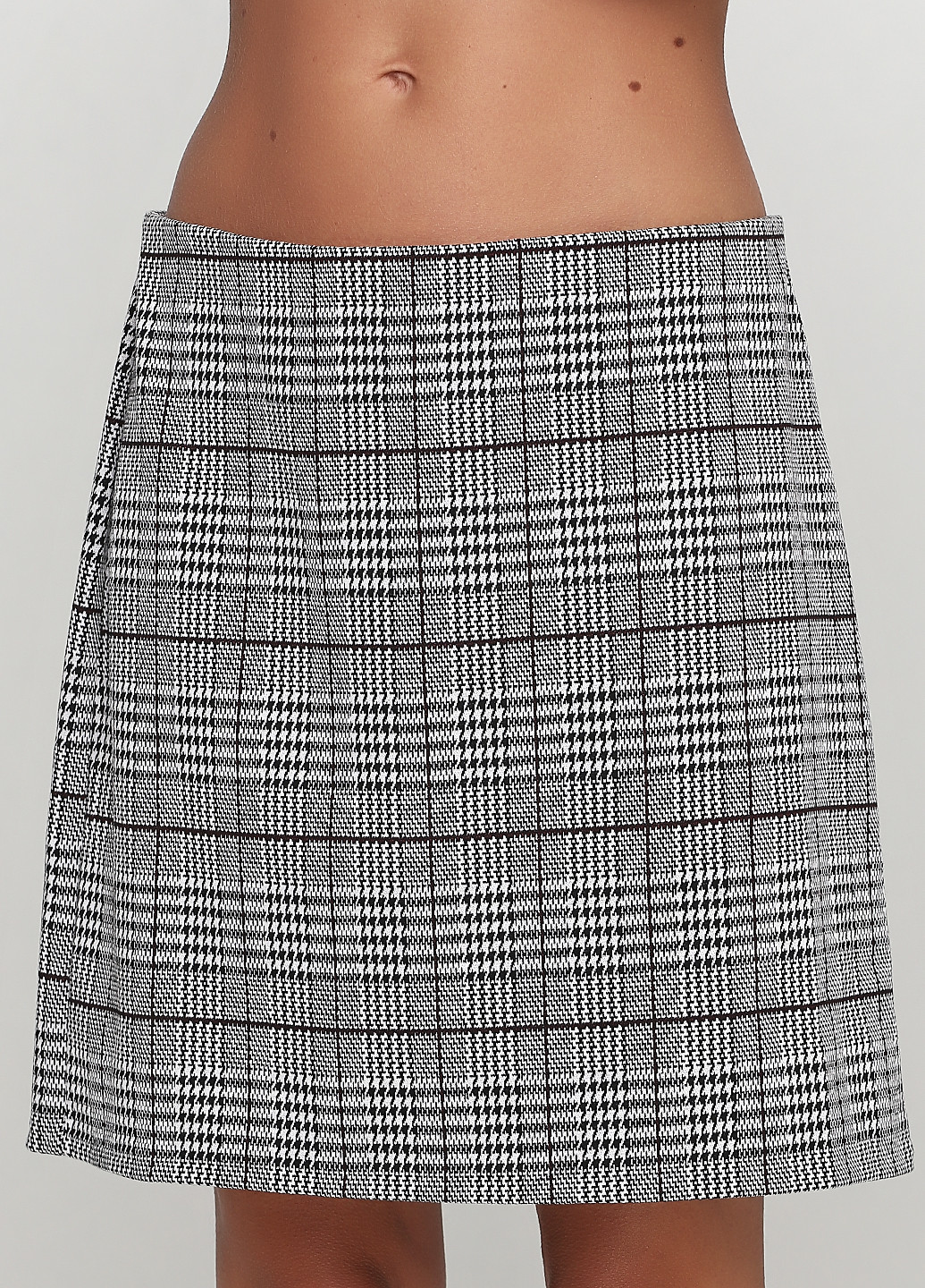 Черно-белая кэжуал с узором гусиная лапка юбка H&M а-силуэта (трапеция)
