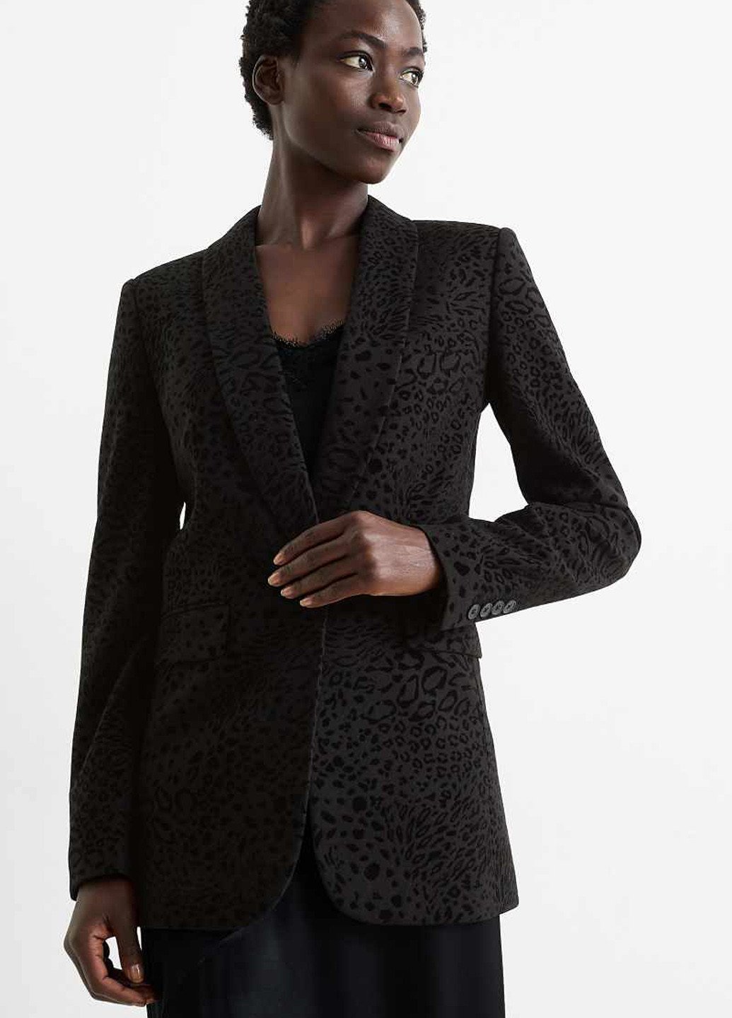 Черный женский жакет C&A леопардовый - демисезонный