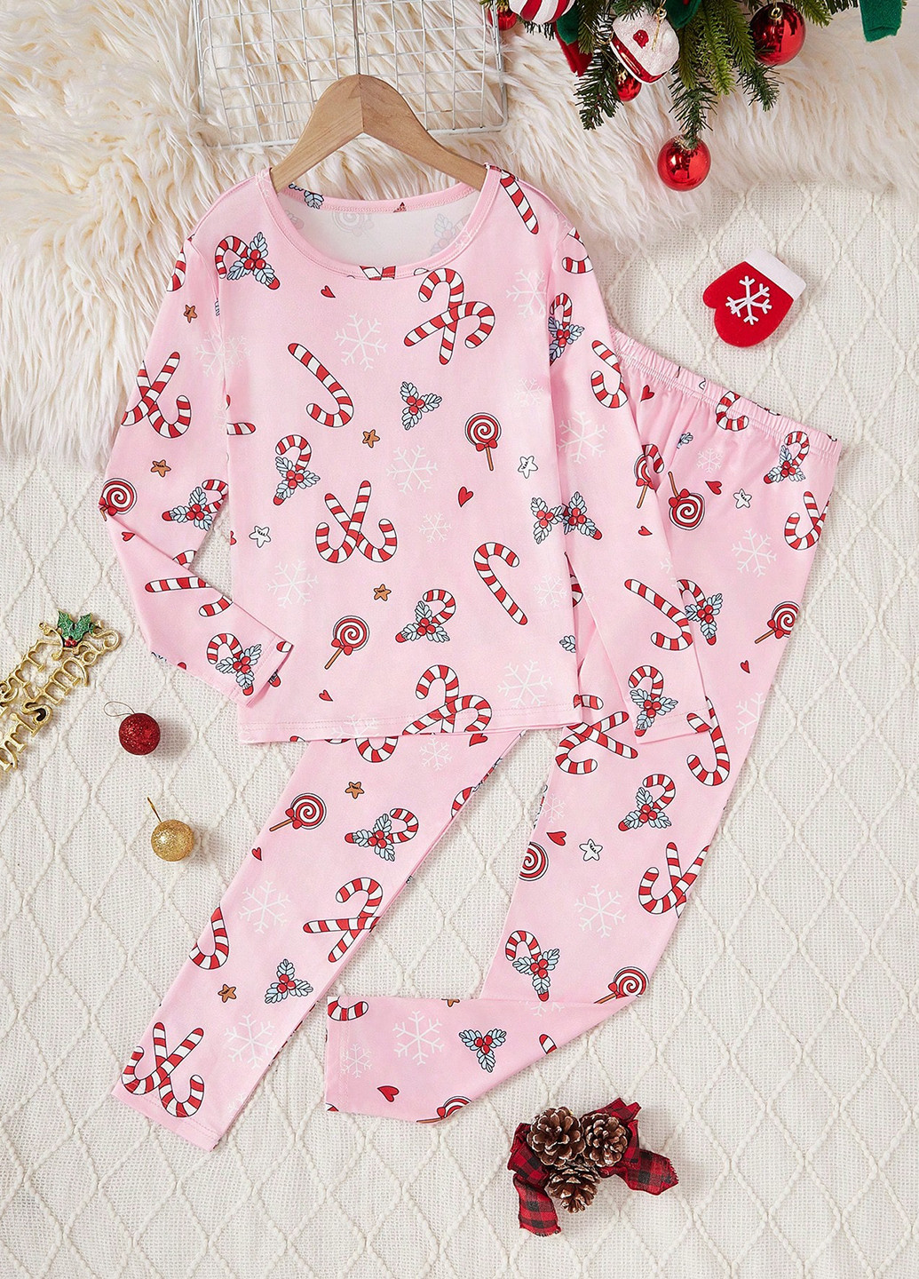 Розовая всесезон пижама (лонгслив, леггинсы) лонгслив + леггинсы SHEIN