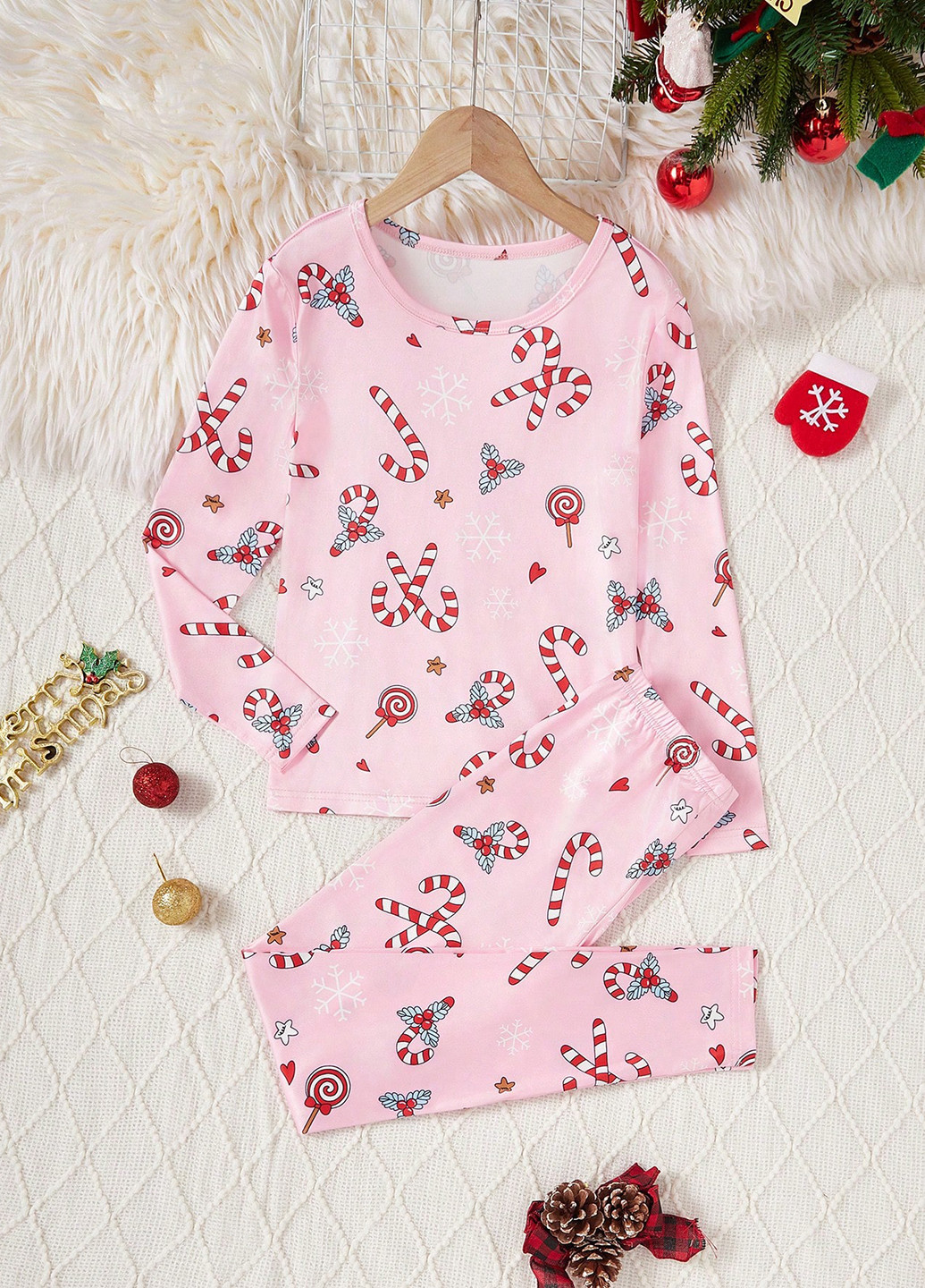 Розовая всесезон пижама (лонгслив, леггинсы) лонгслив + леггинсы SHEIN