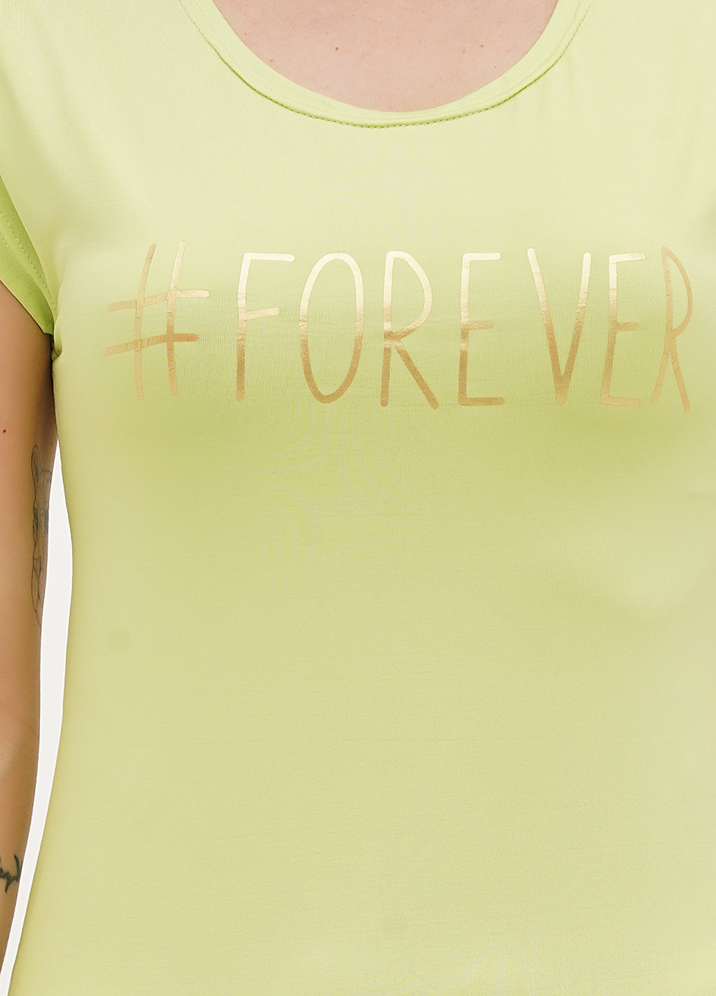 Салатовое кэжуал платье платье-футболка Katre с надписью