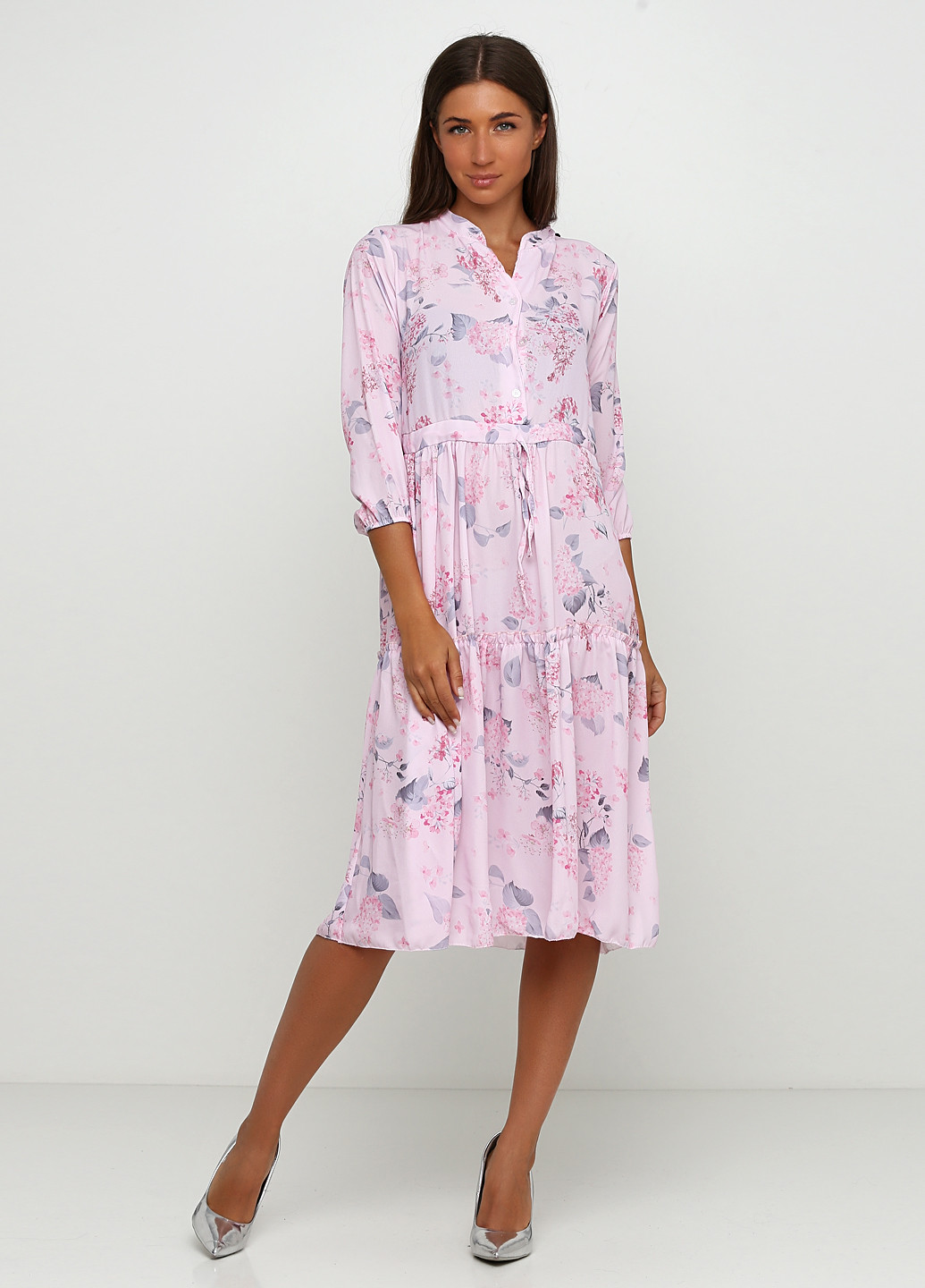Светло-розовое кэжуал платье клеш Boutique с цветочным принтом