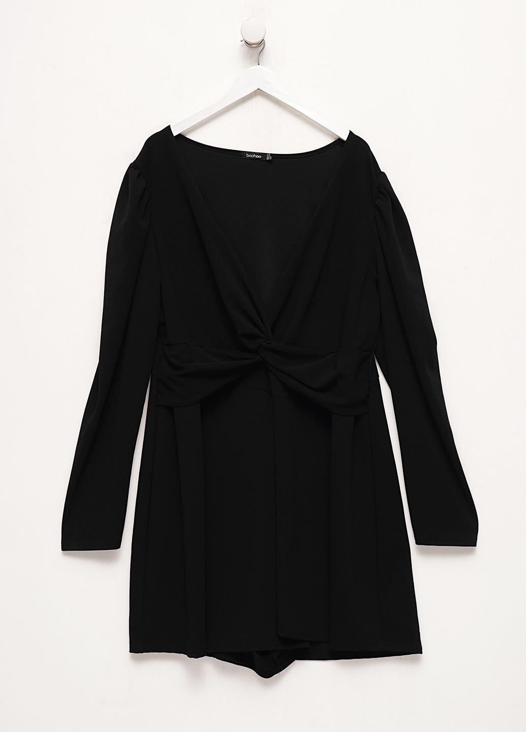 Комбинезон Boohoo комбинезон-шорты однотонный чёрный кэжуал полиэстер