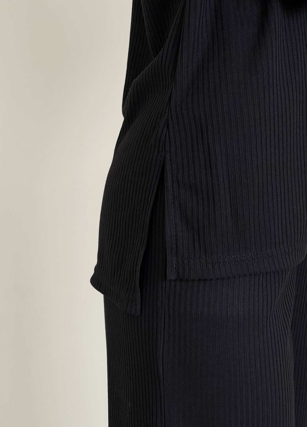 Костюм с широкими брюками в рубчик черный 100001161 Merlini менто (278651977)