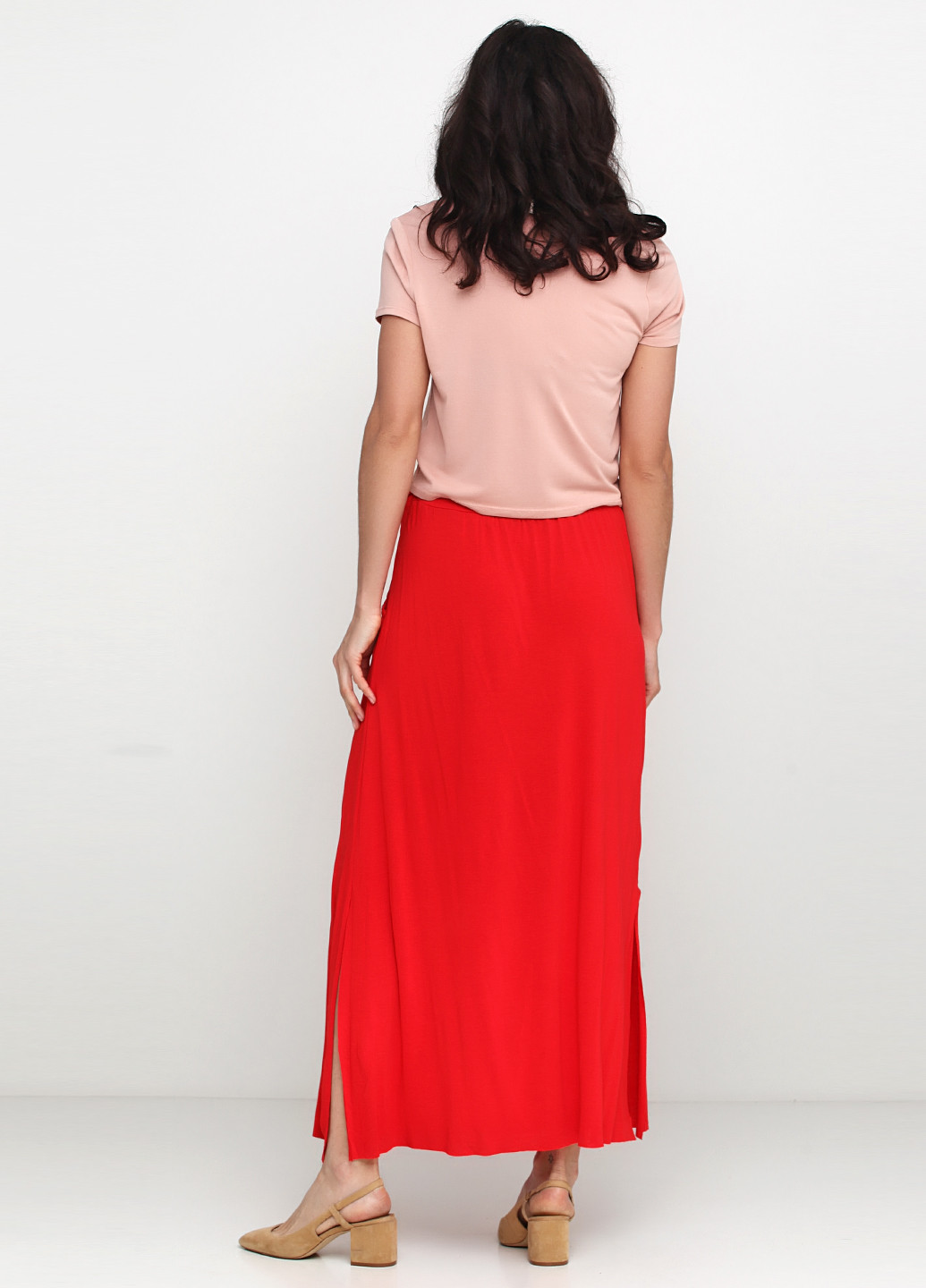 Красная кэжуал однотонная юбка Fashion