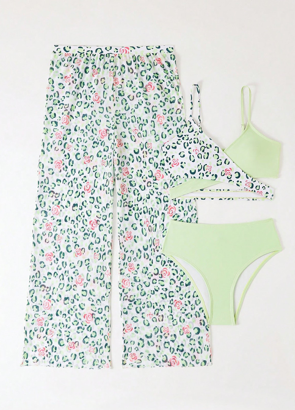 Комбінований літній купальник (ліф, трусики, штани) роздільний, бікіні, топ SHEIN