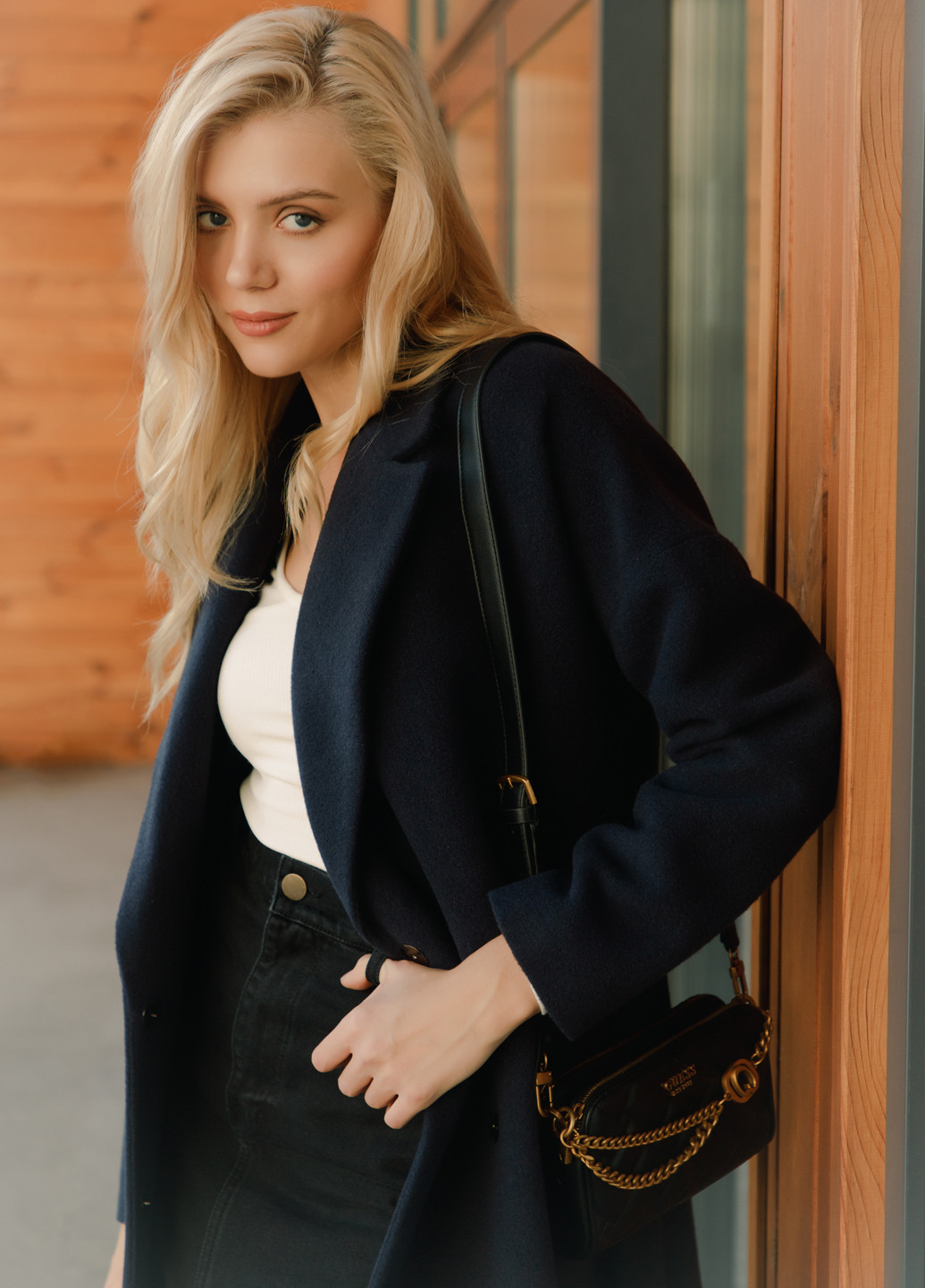 Темно-синє демісезонне Пальто однобортне Florens