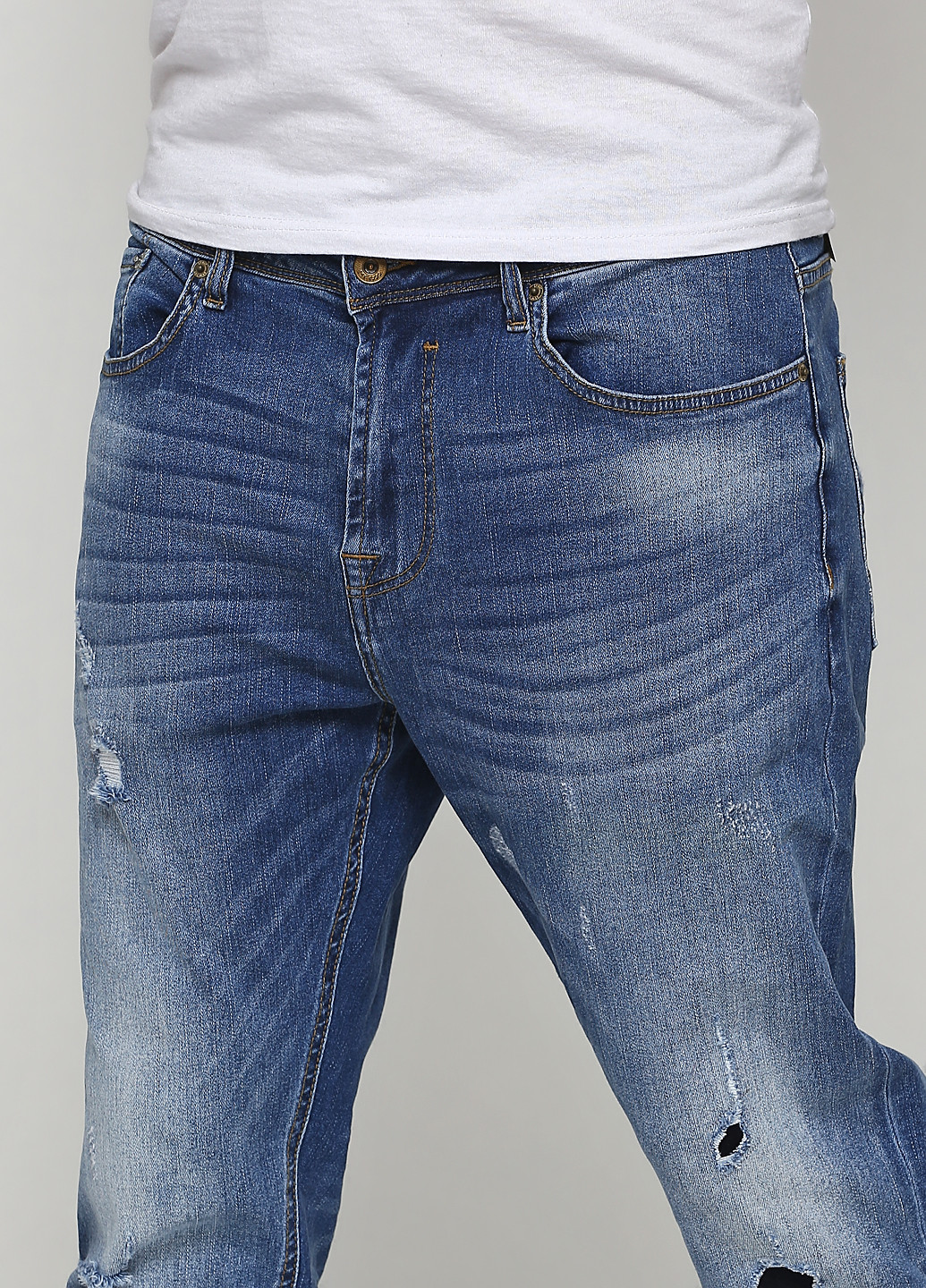 Синие демисезонные прямые джинсы Solid