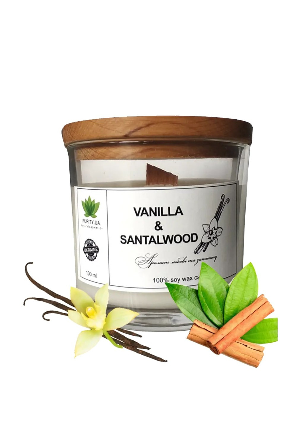 Аромасвічка Vanilla&Sandalwood S 60 г Purity (253551367)
