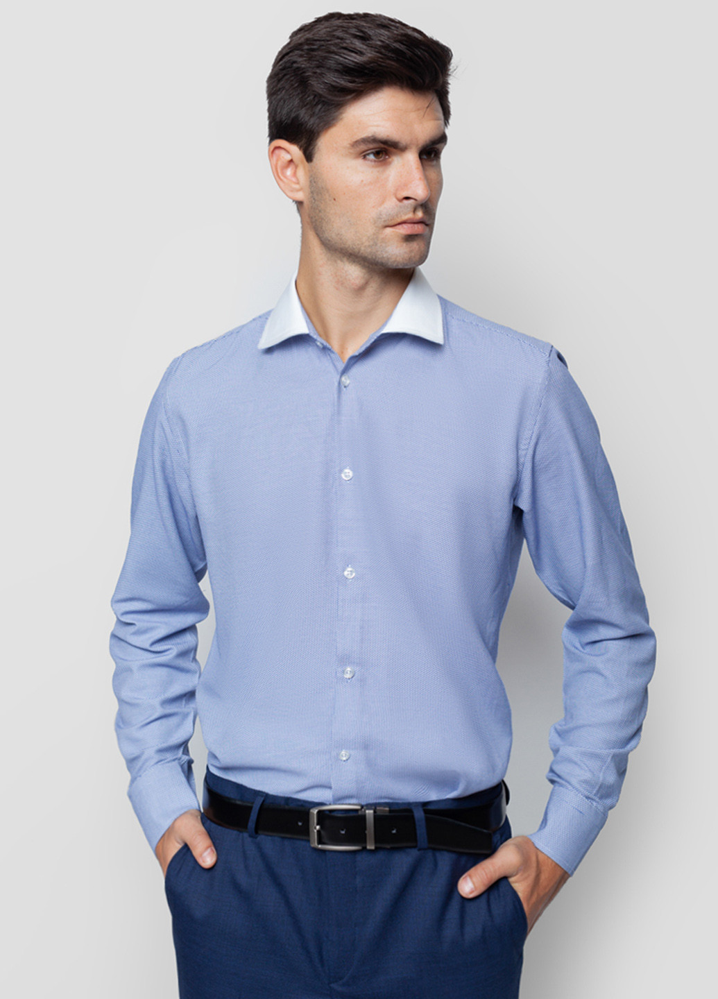 Голубой классическая рубашка однотонная Arber