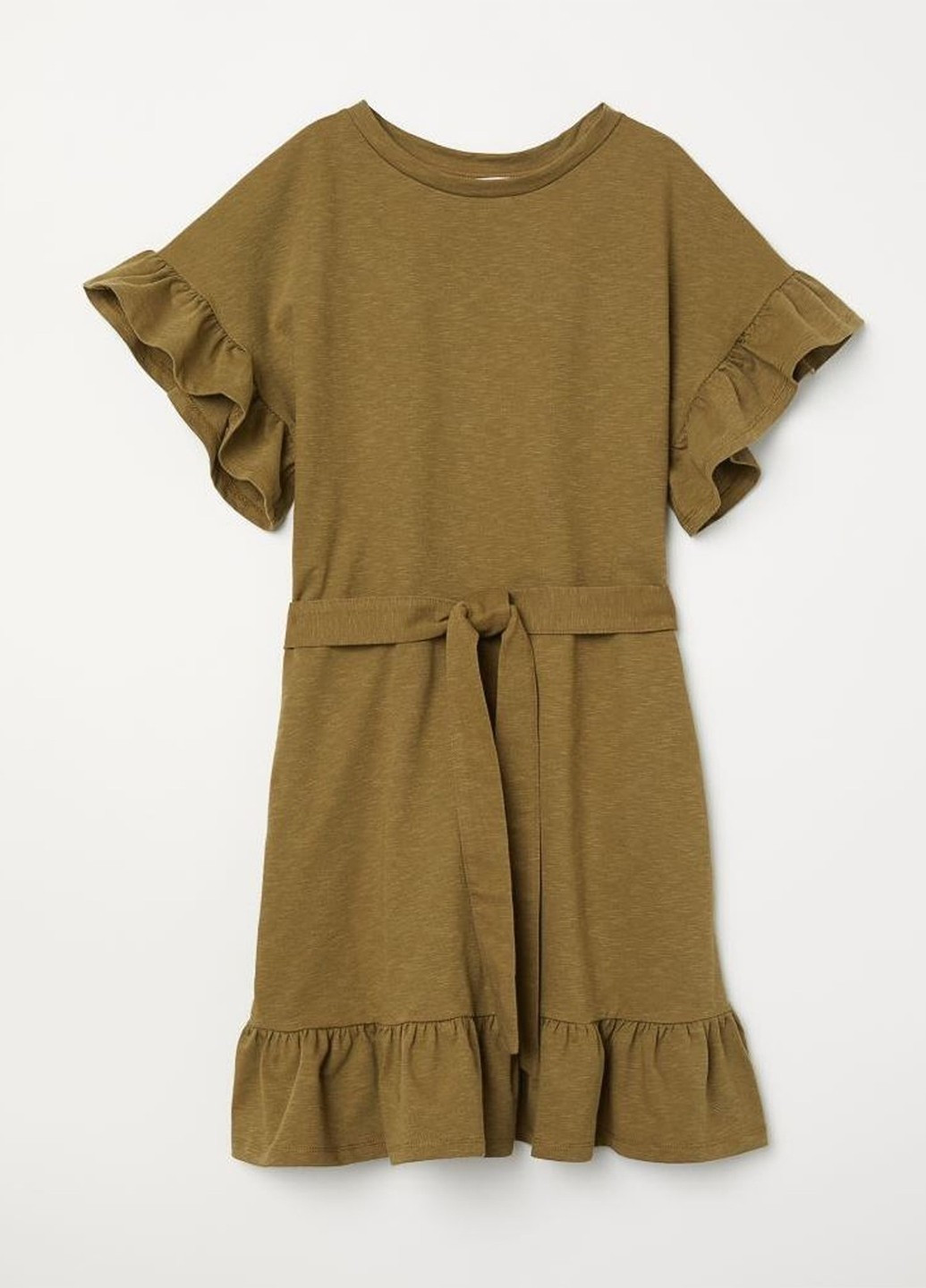 Оливковое (хаки) кэжуал платье H&M меланжевое