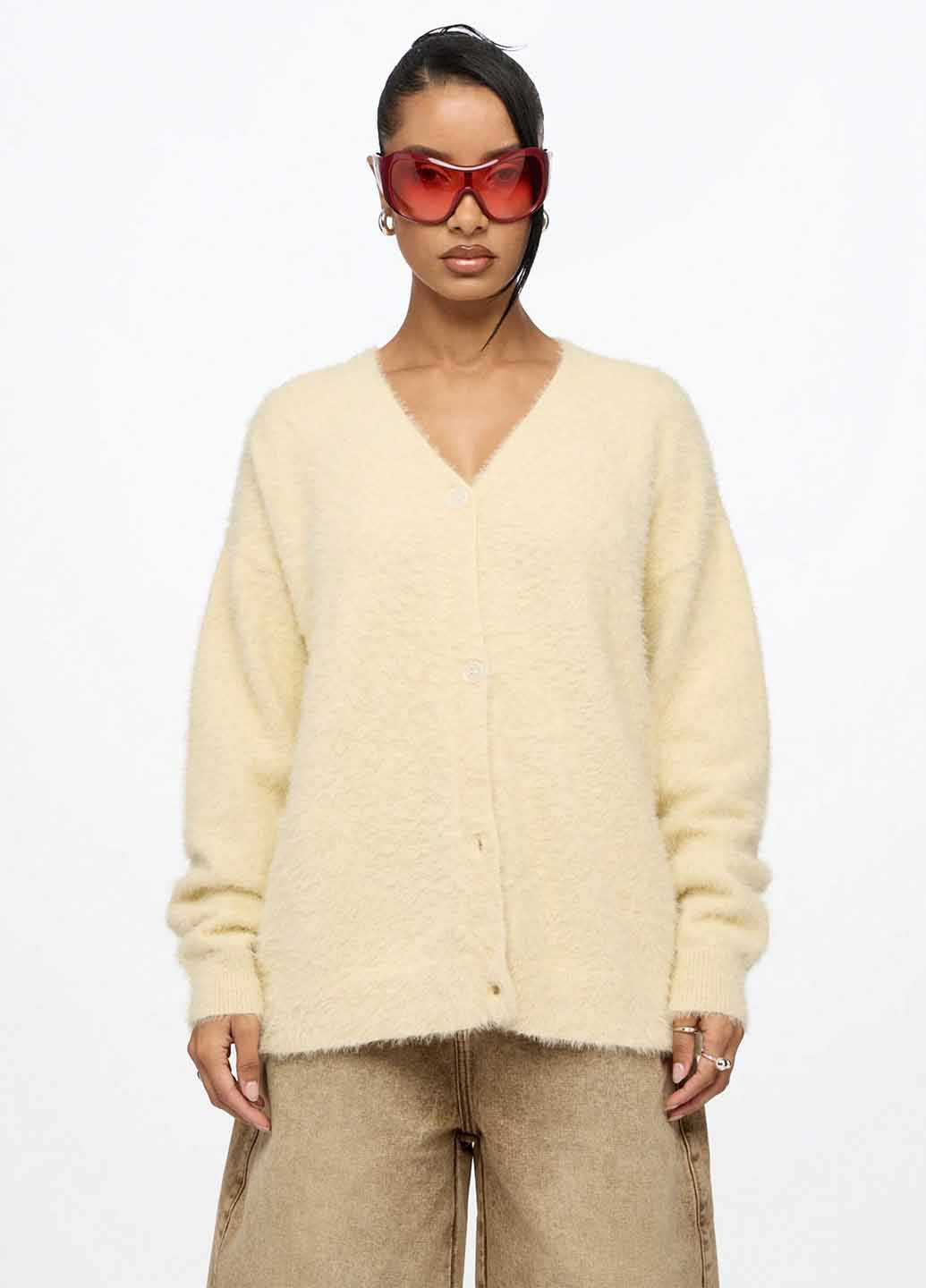 Бежевый демисезонный кардиган SHEIN