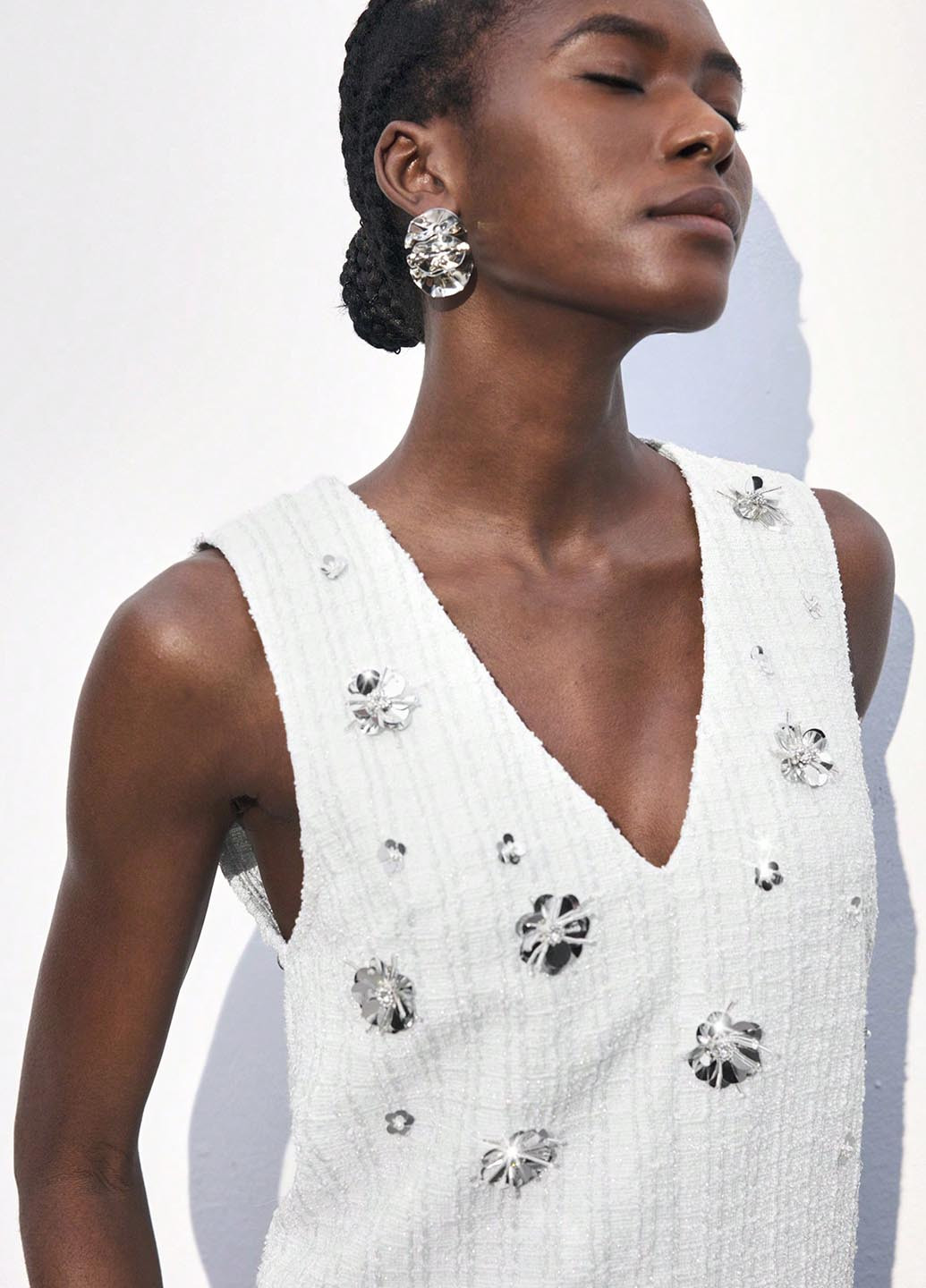 Молочное кэжуал платье SHEIN в клетку