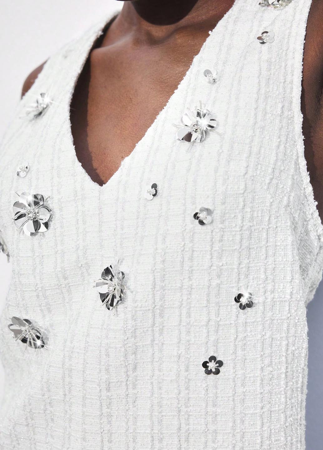 Молочное кэжуал платье SHEIN в клетку