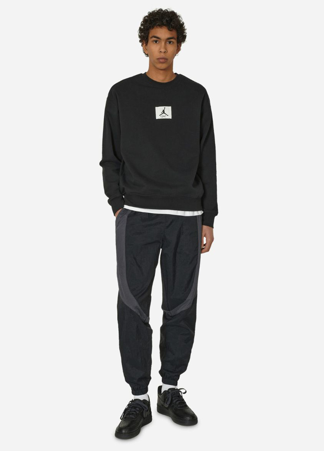 Чорний світшот fb6932-010 Jordan однотонний нашивки (296119818)