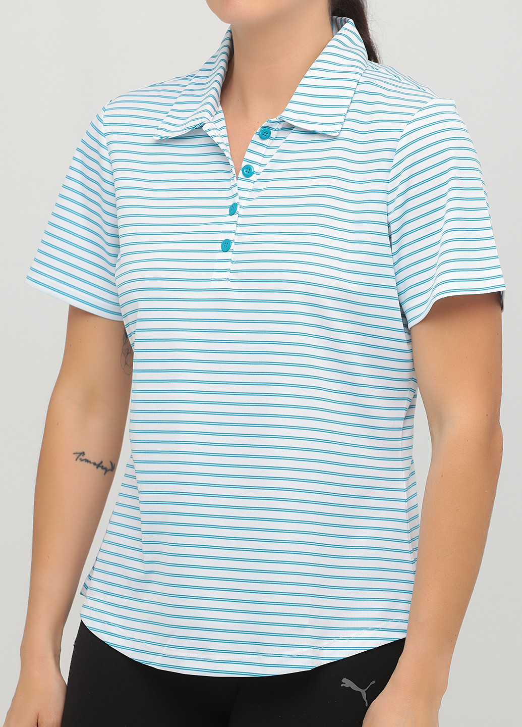 Темно-бирюзовая женская футболка-поло Greg Norman в полоску