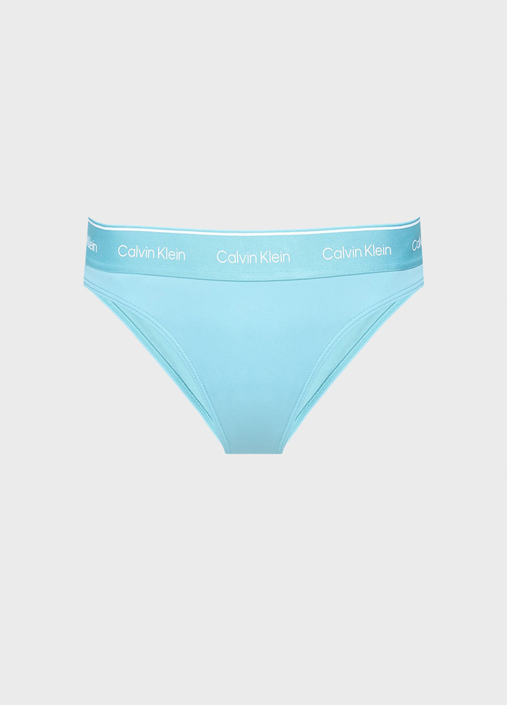 Светло-бирюзовые купальные трусики-плавки с надписью Calvin Klein