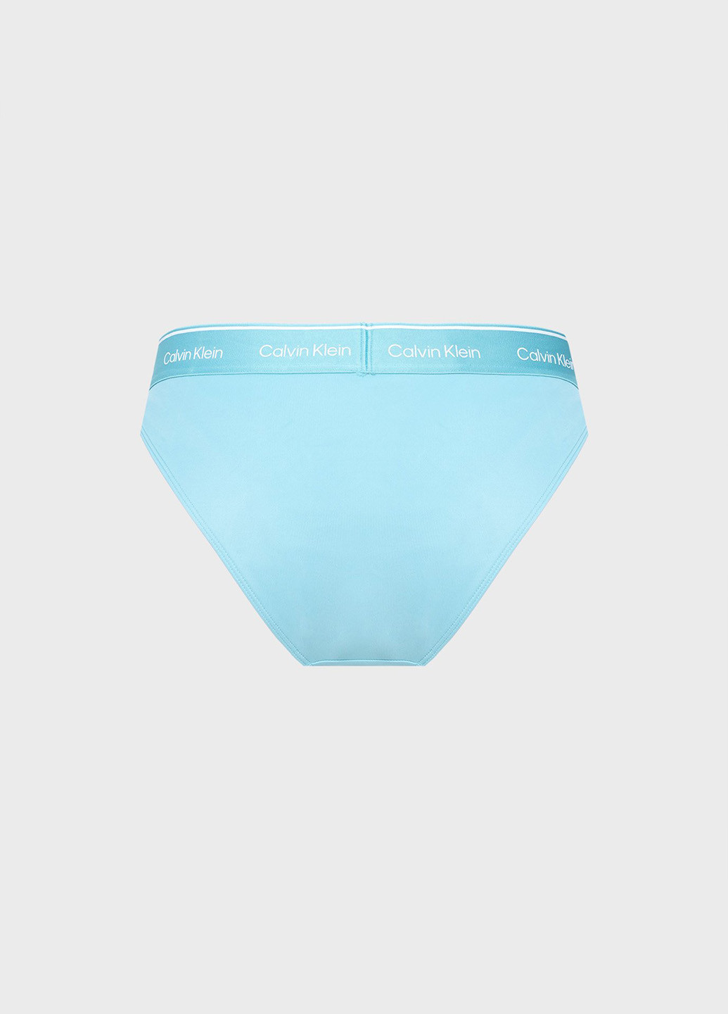 Светло-бирюзовые купальные трусики-плавки с надписью Calvin Klein