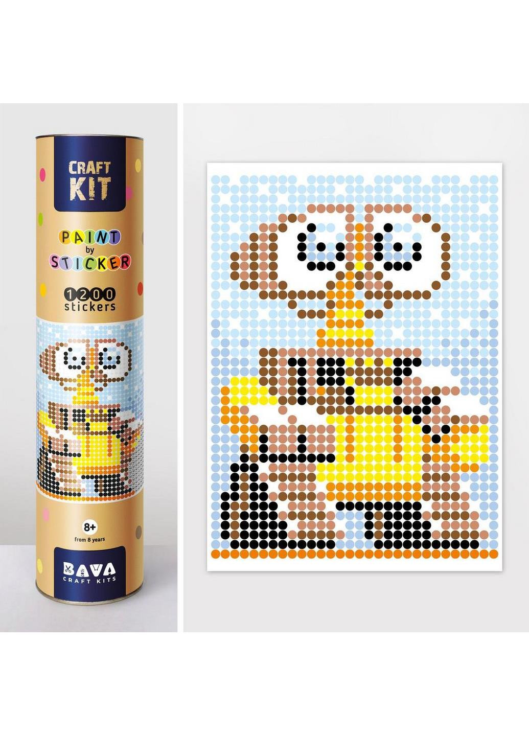 Картина за номерами стікерами в тубусі "Робот жовтий" (WALL-E), 33х48см, 1200 стікерів. 1883 Идейка (197531744)