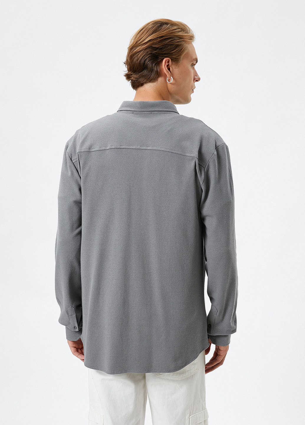 Серая кэжуал рубашка однотонная KOTON