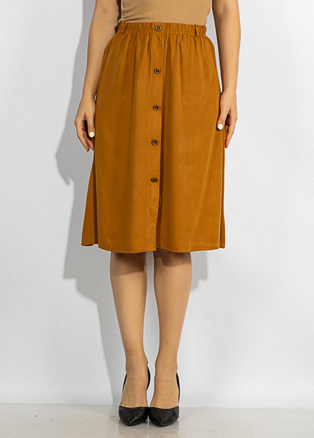 Светло-коричневая кэжуал однотонная юбка Time of Style